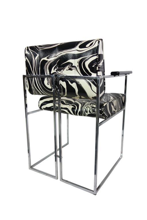 Set of Four Vintage Black and White Marbled Vinyl Chairs by Samton For ...