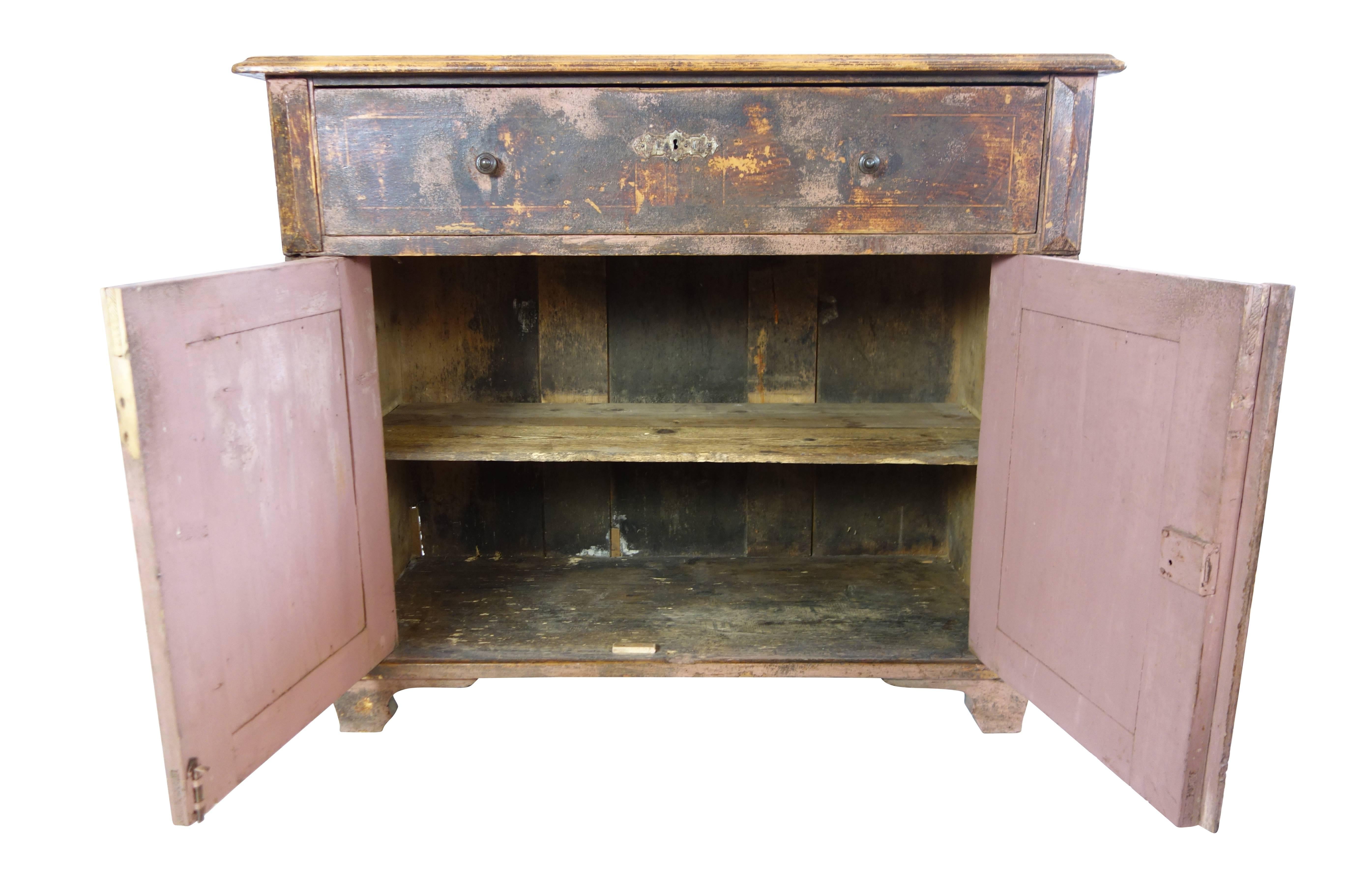 French Pine Painted Dresser with Pink Interior 3