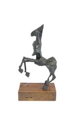 Steel Centaur Sculpture on Wood Base