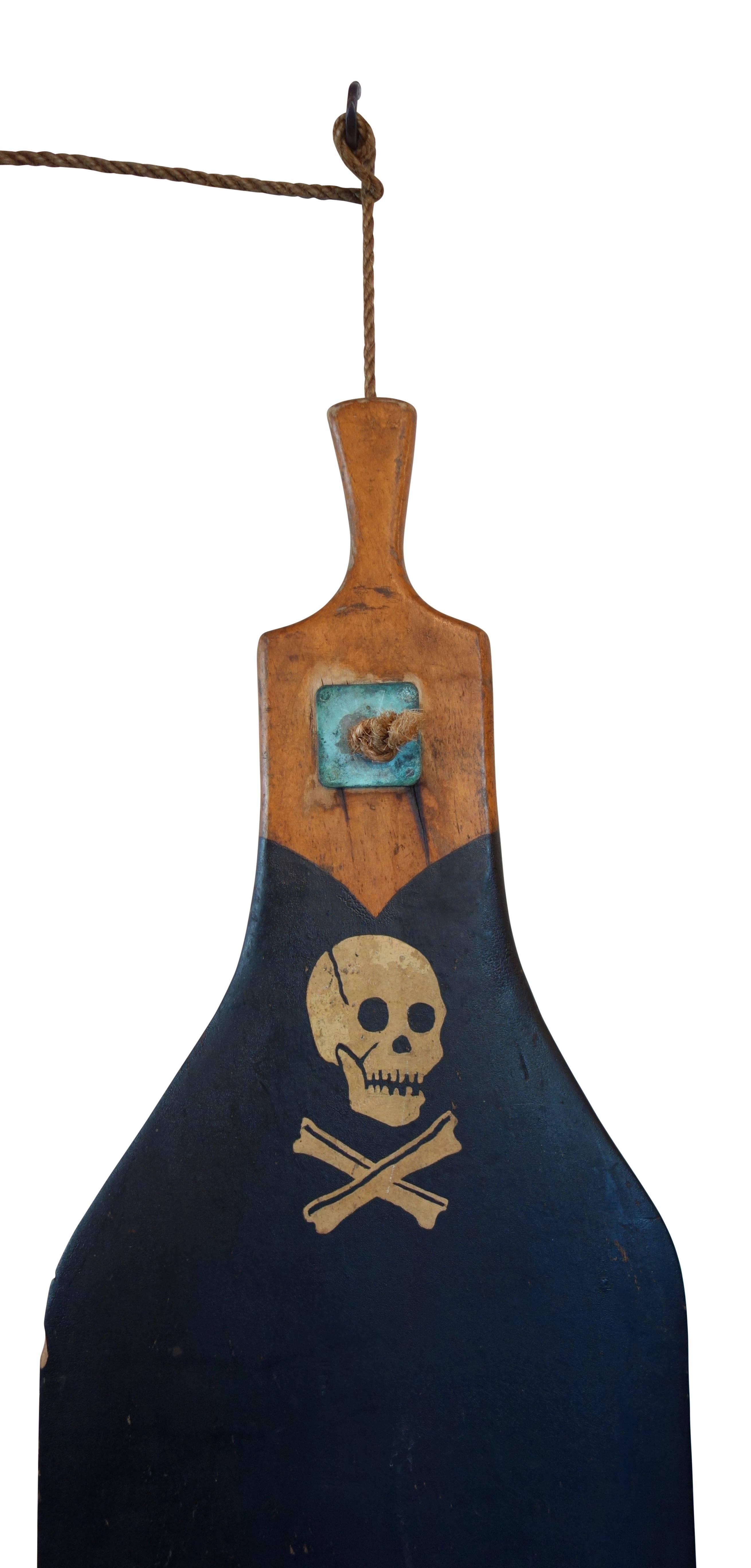 American Pair of Boat Rudders with Hand-Painted Skull and Crossbones, circa 1930