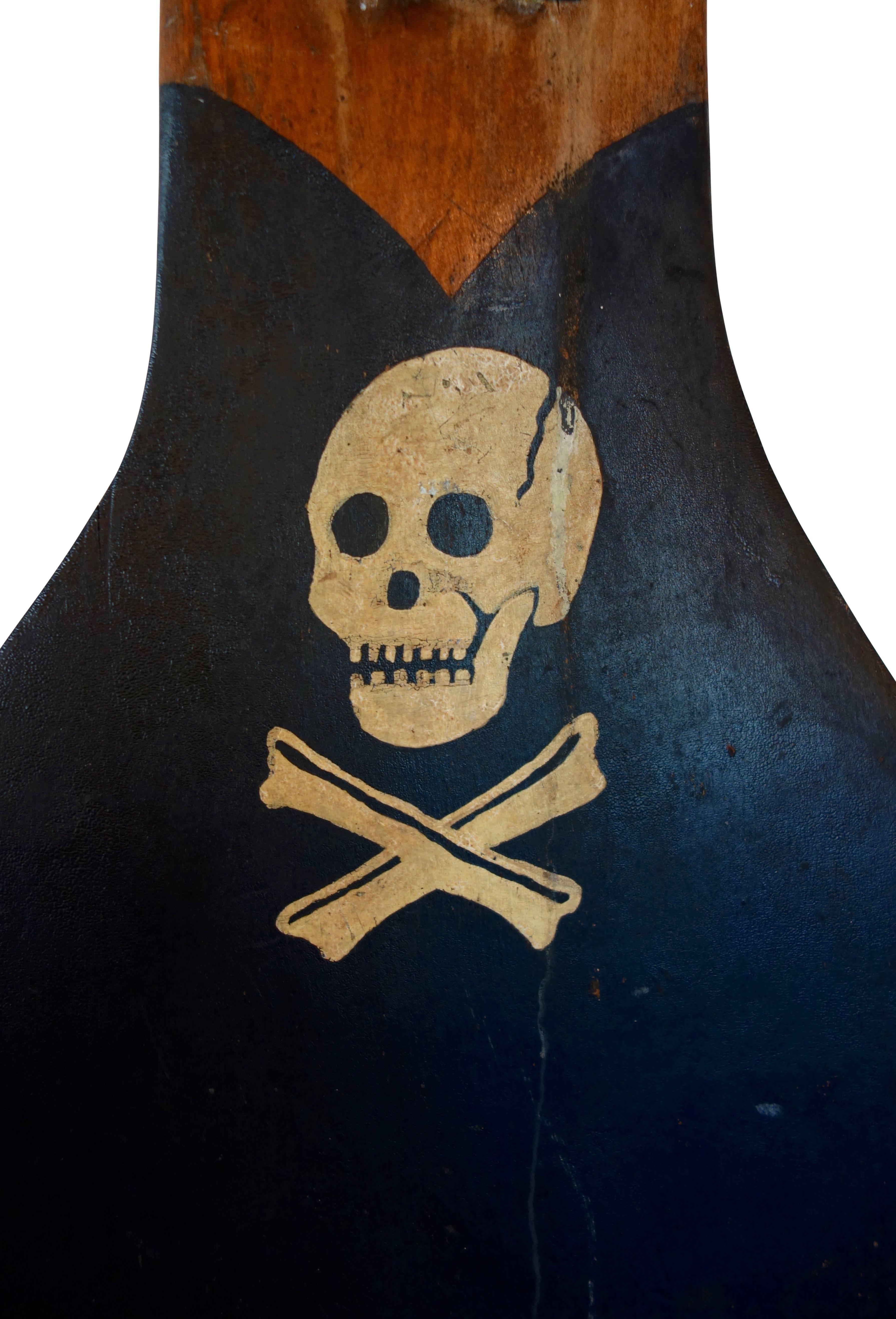 Rope Pair of Boat Rudders with Hand-Painted Skull and Crossbones, circa 1930