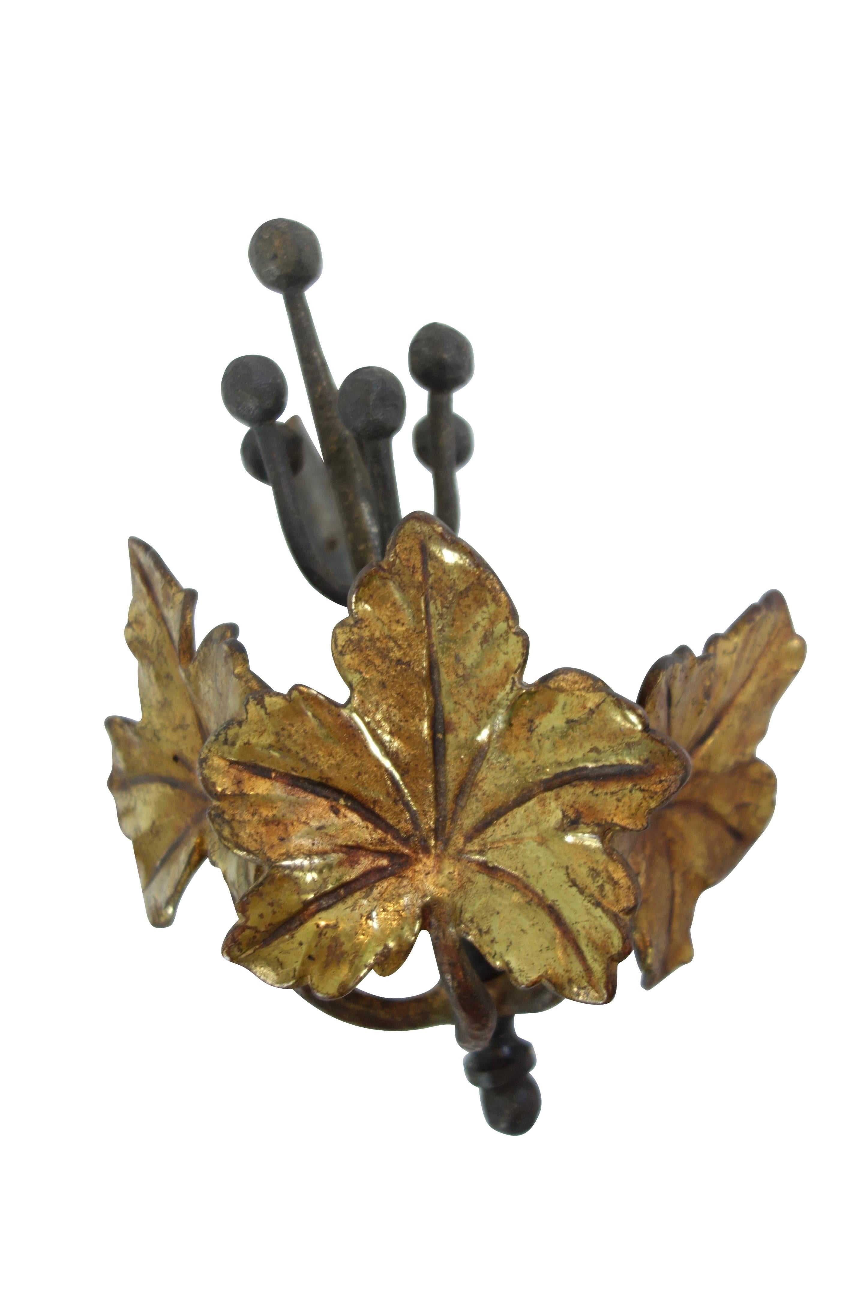 20th Century Set of Steel and Bronze Ivy Leaf Curtain Hardware