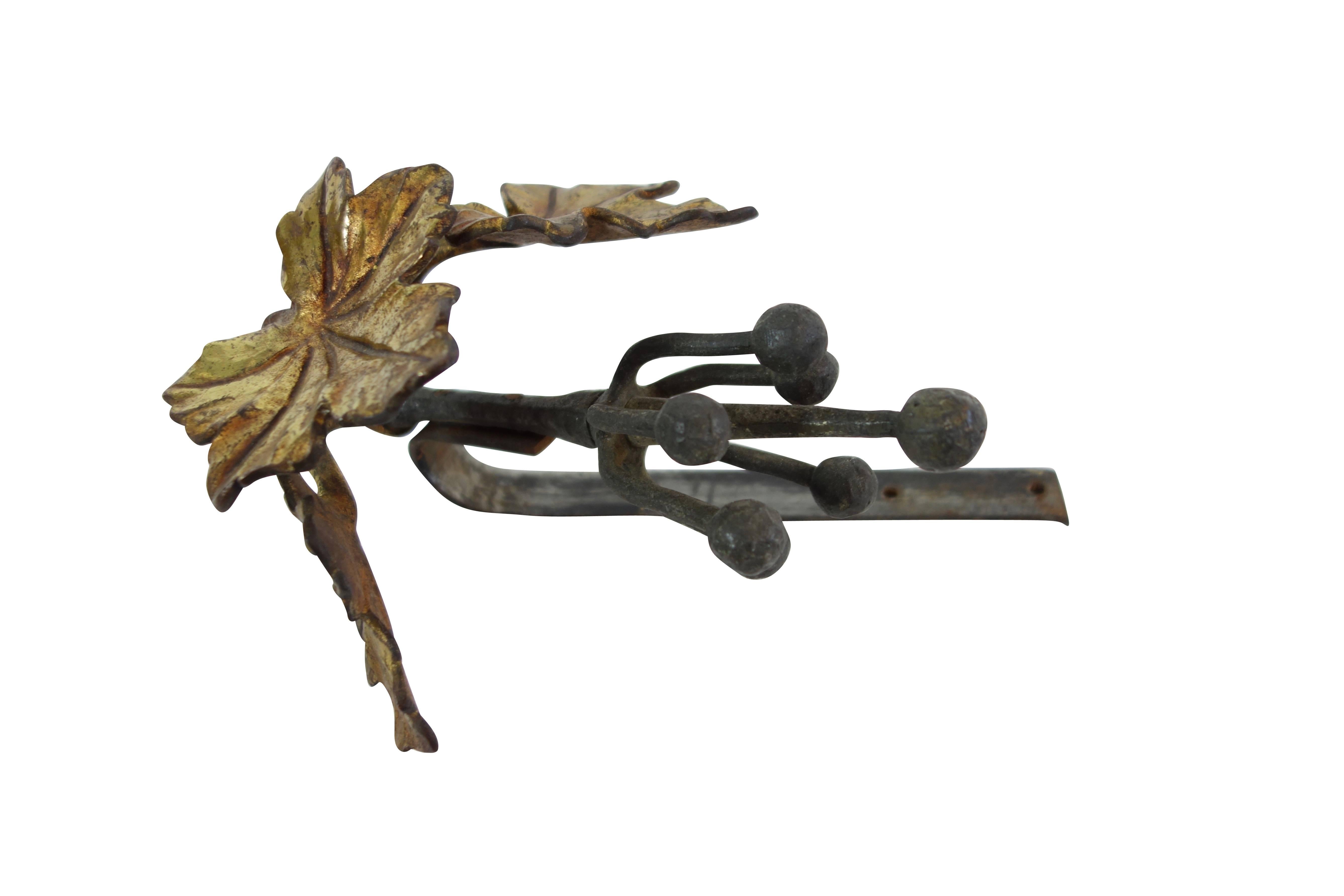 Set of Steel and Bronze Ivy Leaf Curtain Hardware 1