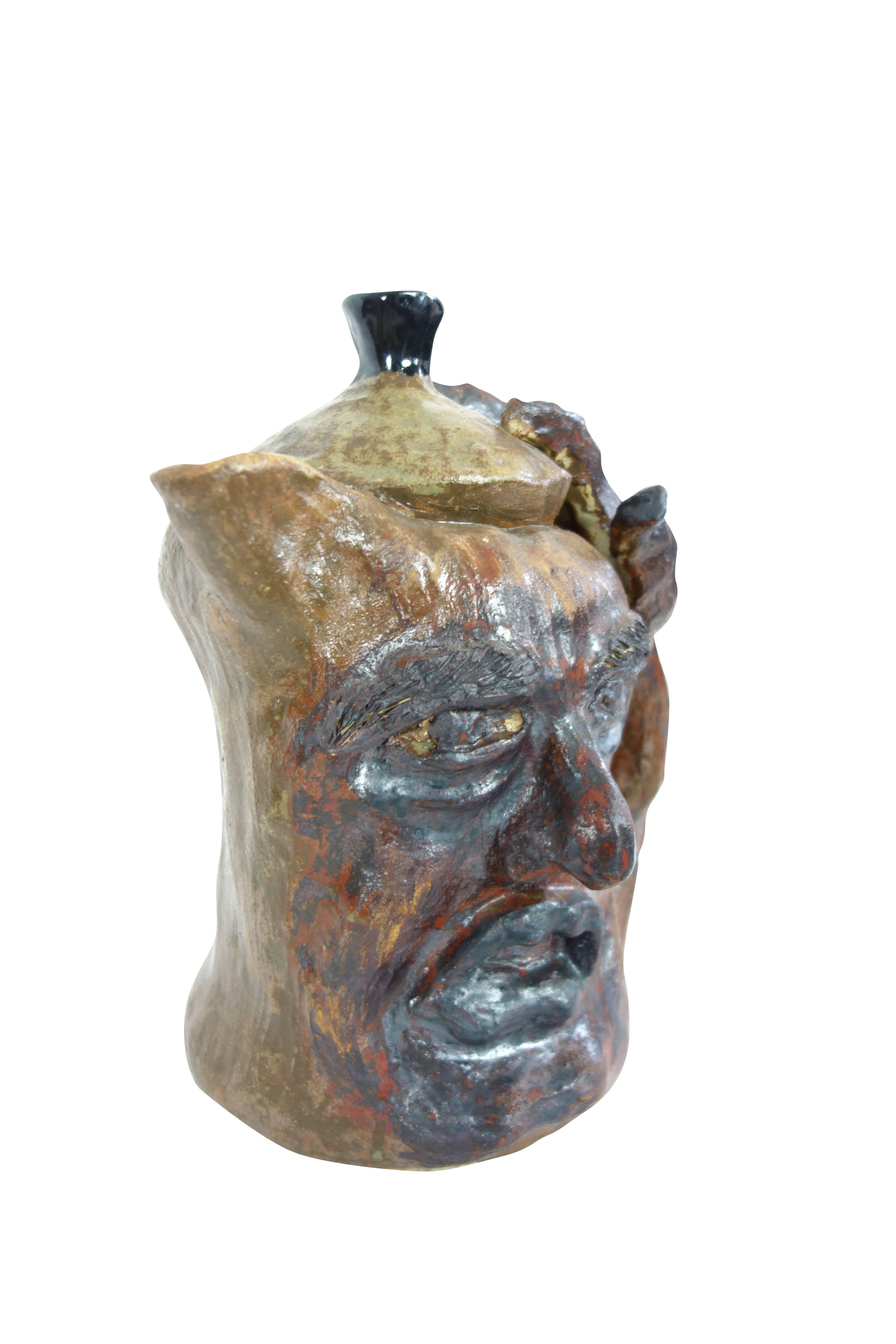 American Grotesque Face Jug from a Pottery Studio in Buffalo, New York For Sale