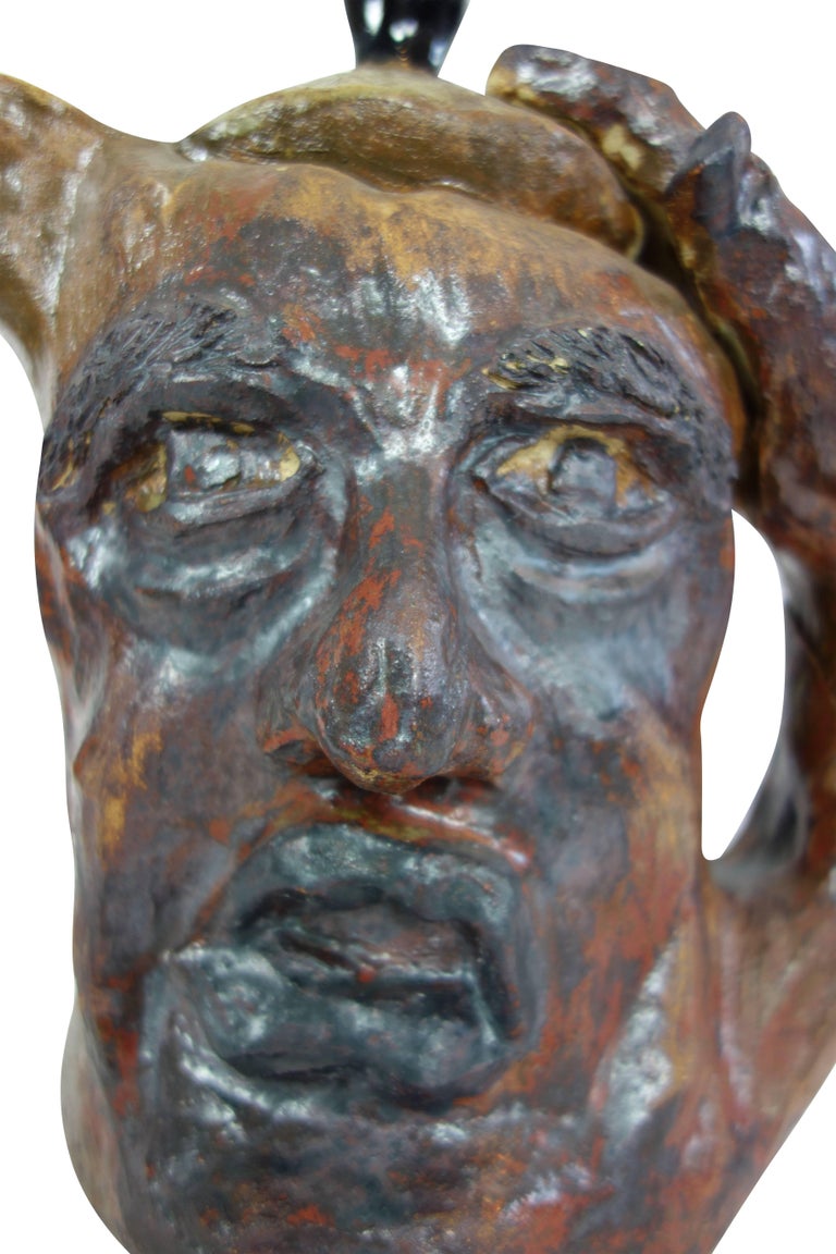 Grotesque Face Jug from a Pottery Studio in Buffalo, New York For Sale