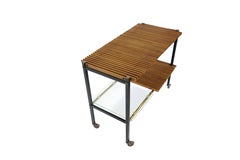 Midcentury Italian Wood Slat and Glass Console