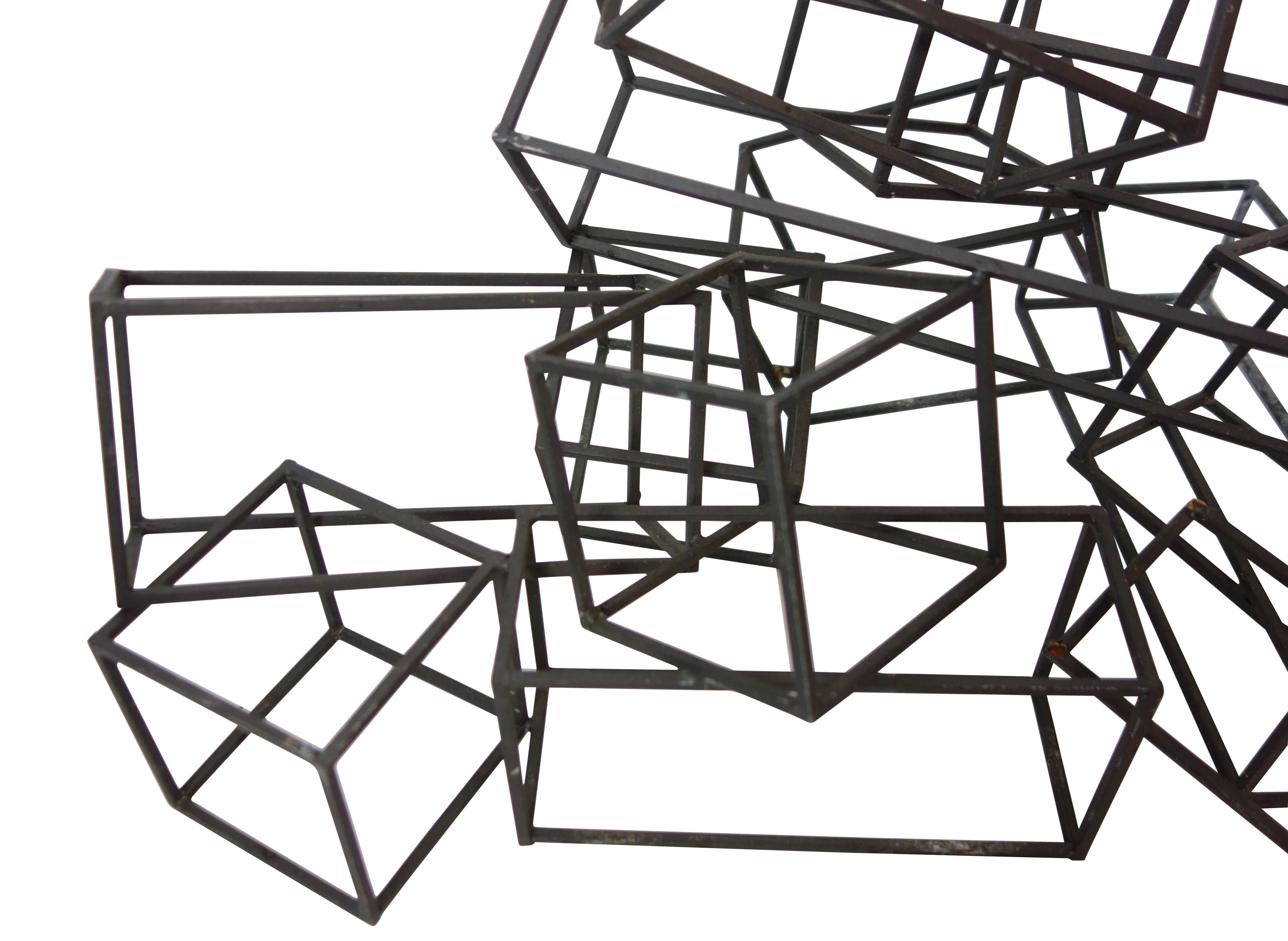 Vintage Steel Cube Sculpture 3