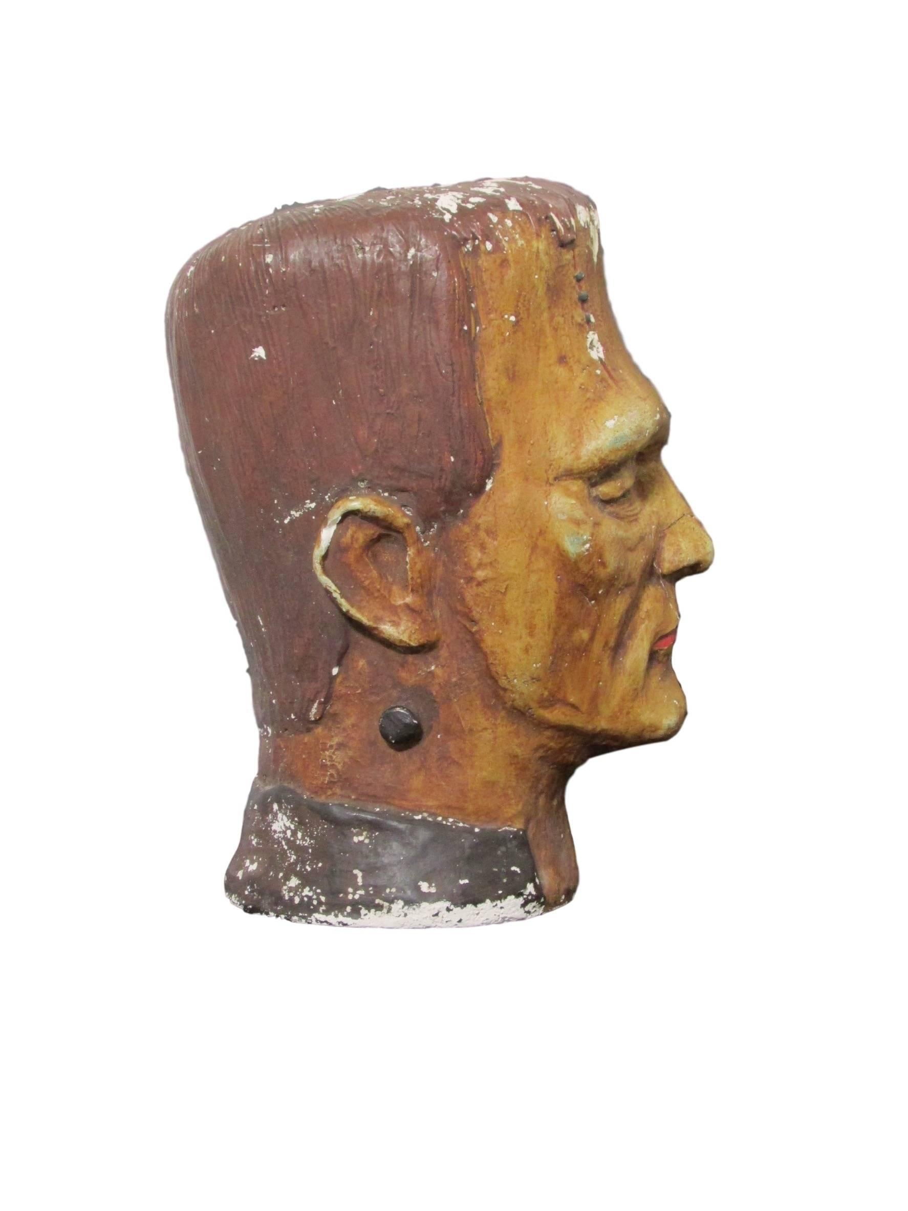 Molded Chalkware Frankenstein Bust, circa 1930