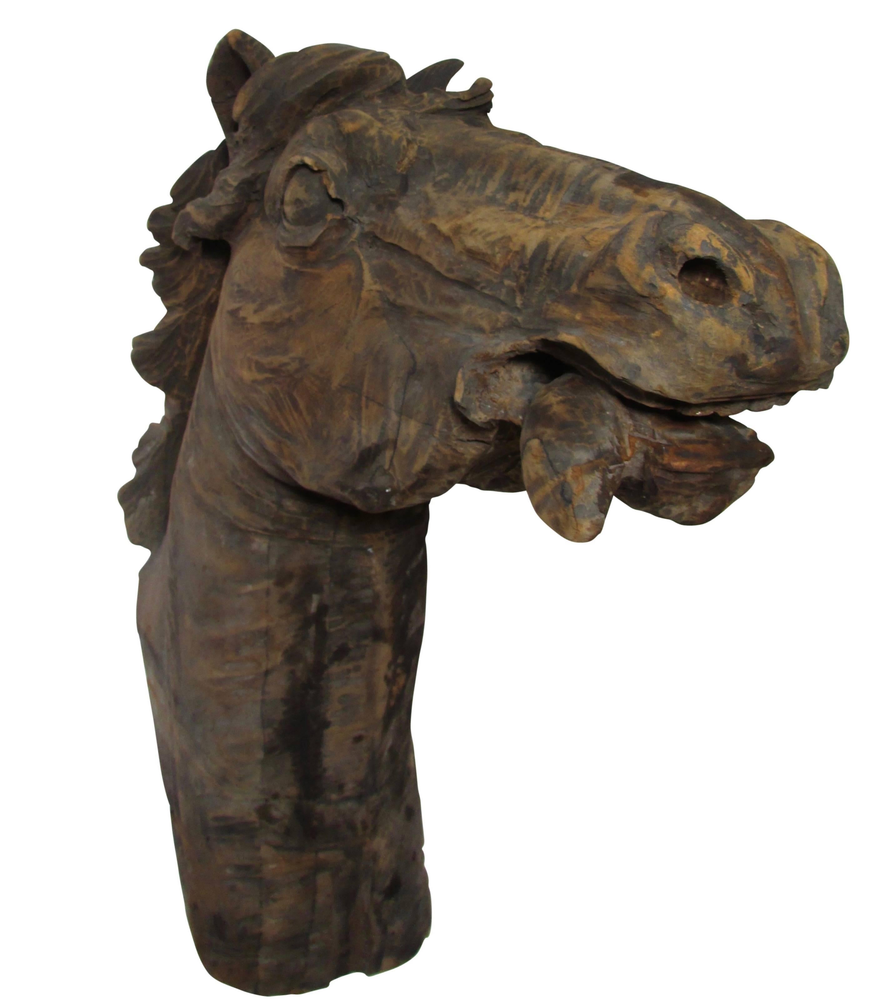 Folk Art Early 20th Century Carved Horse Head