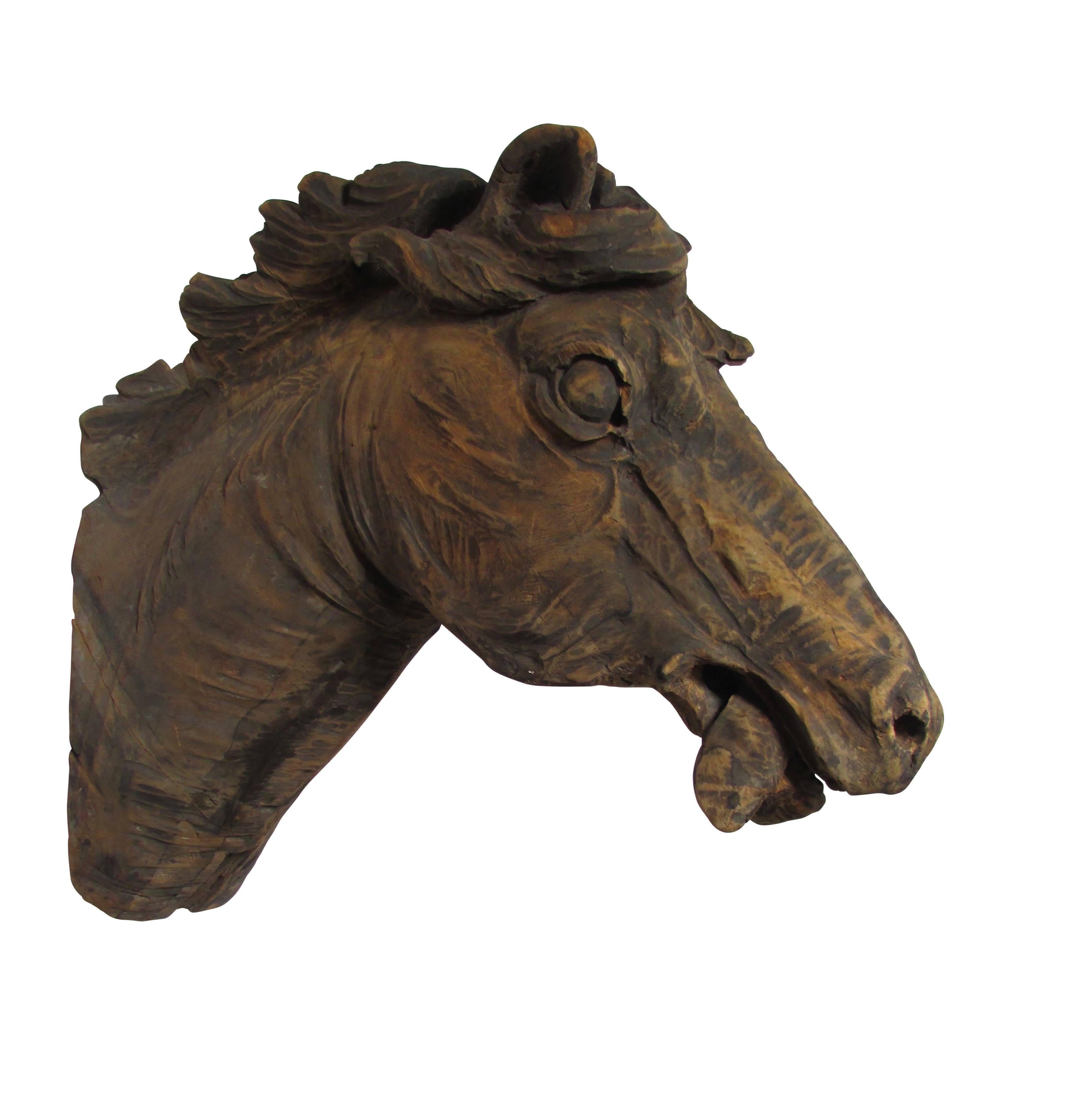 Early 20th Century Carved Horse Head
