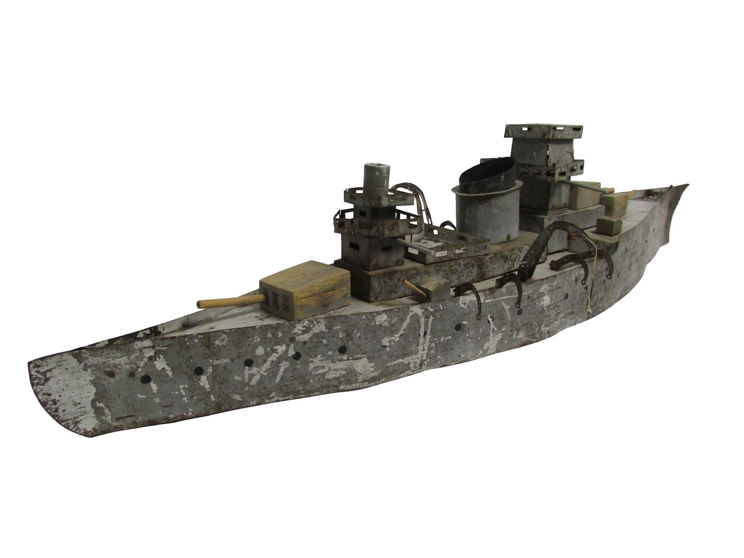 Folk Art Scrap Metal Battleship 1