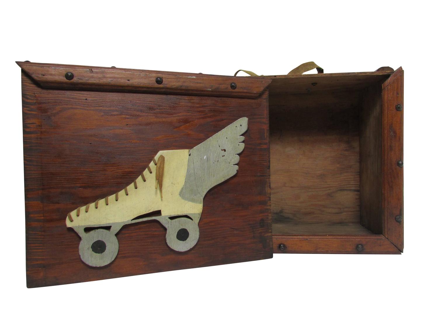 Folk Art Roller Skate Box For Sale at 1stdibs