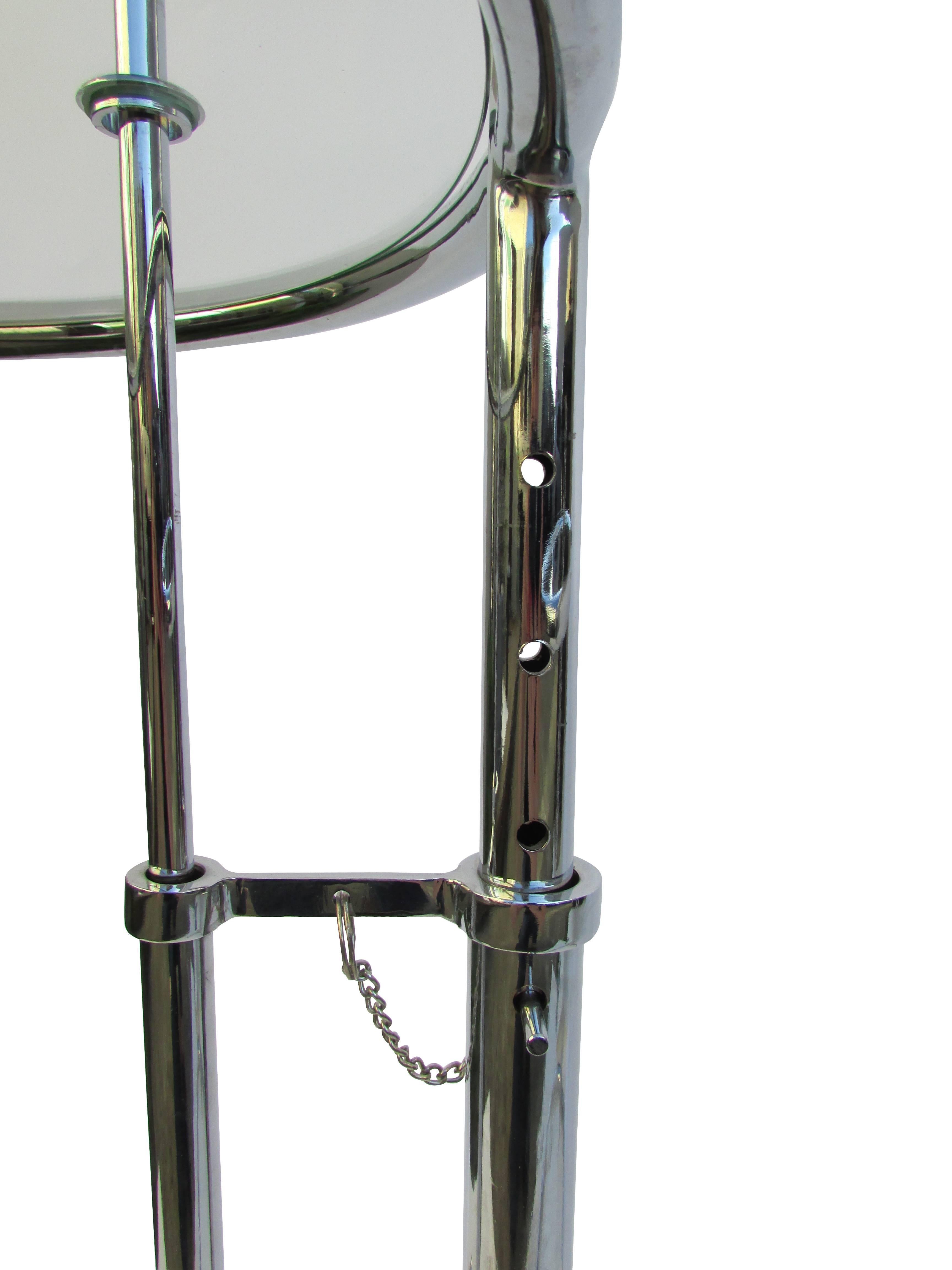 Pair of Adjustable Chrome and Glass Side Tables 1