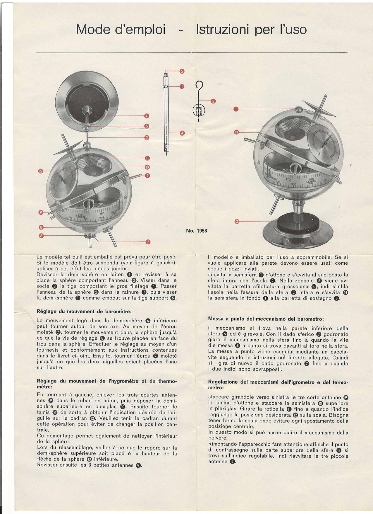 20th Century Midcentury Sputnik Weather Station Barometer
