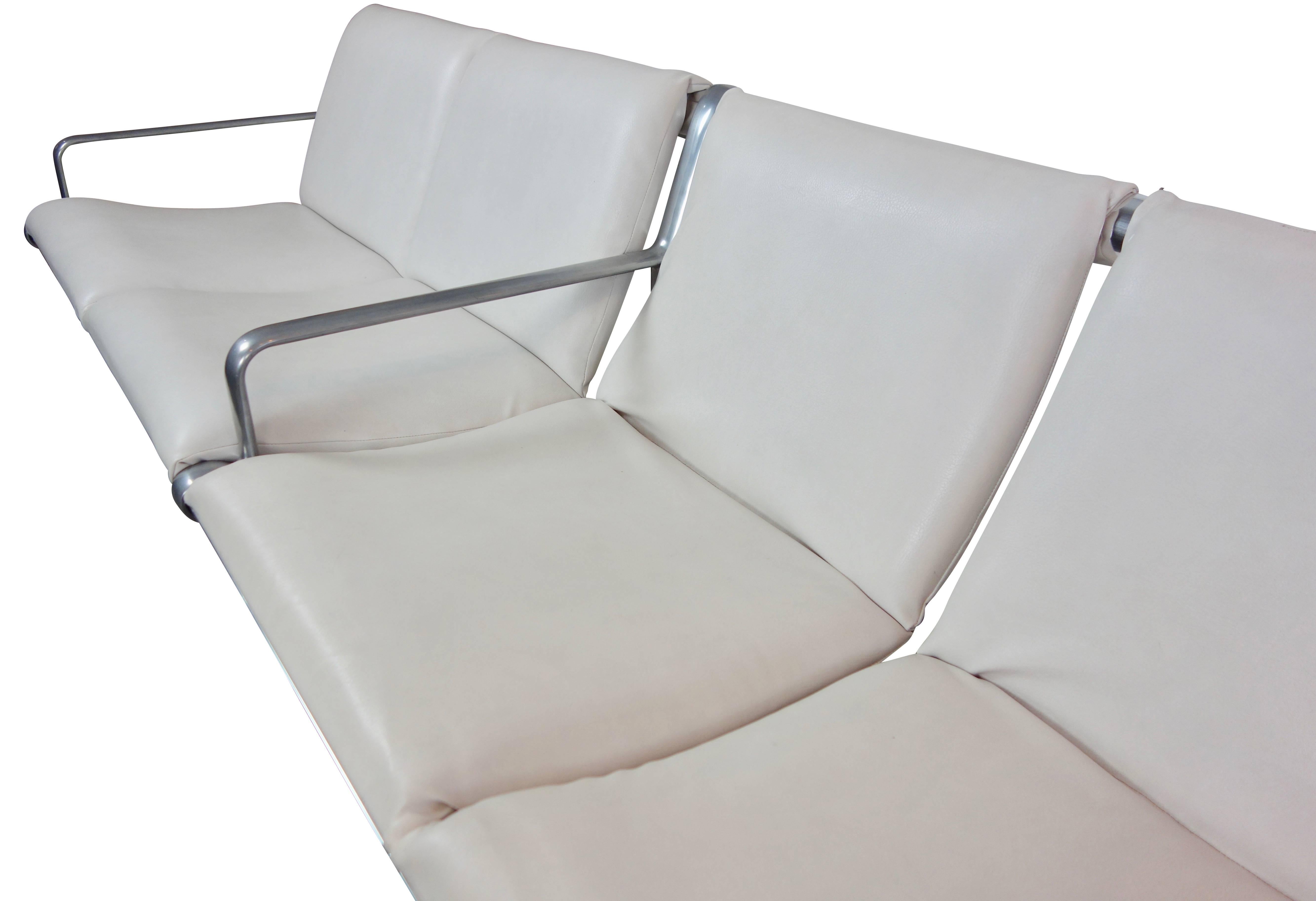 Aluminum Hannah & Morrison Four-Seat Airport Sling Sofa