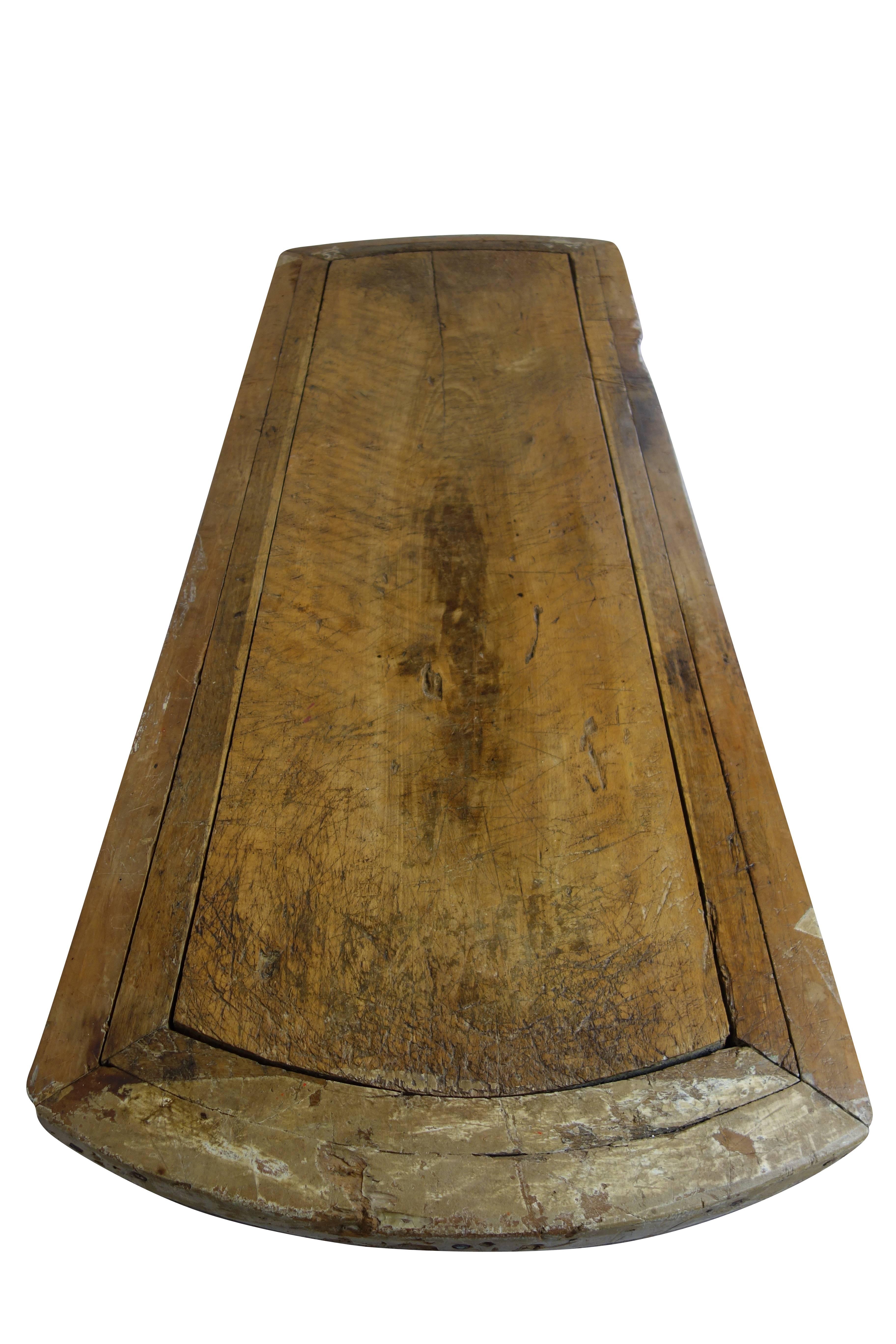 One of a Kind French Butcher Block Coffee Table In Distressed Condition In Seattle, WA