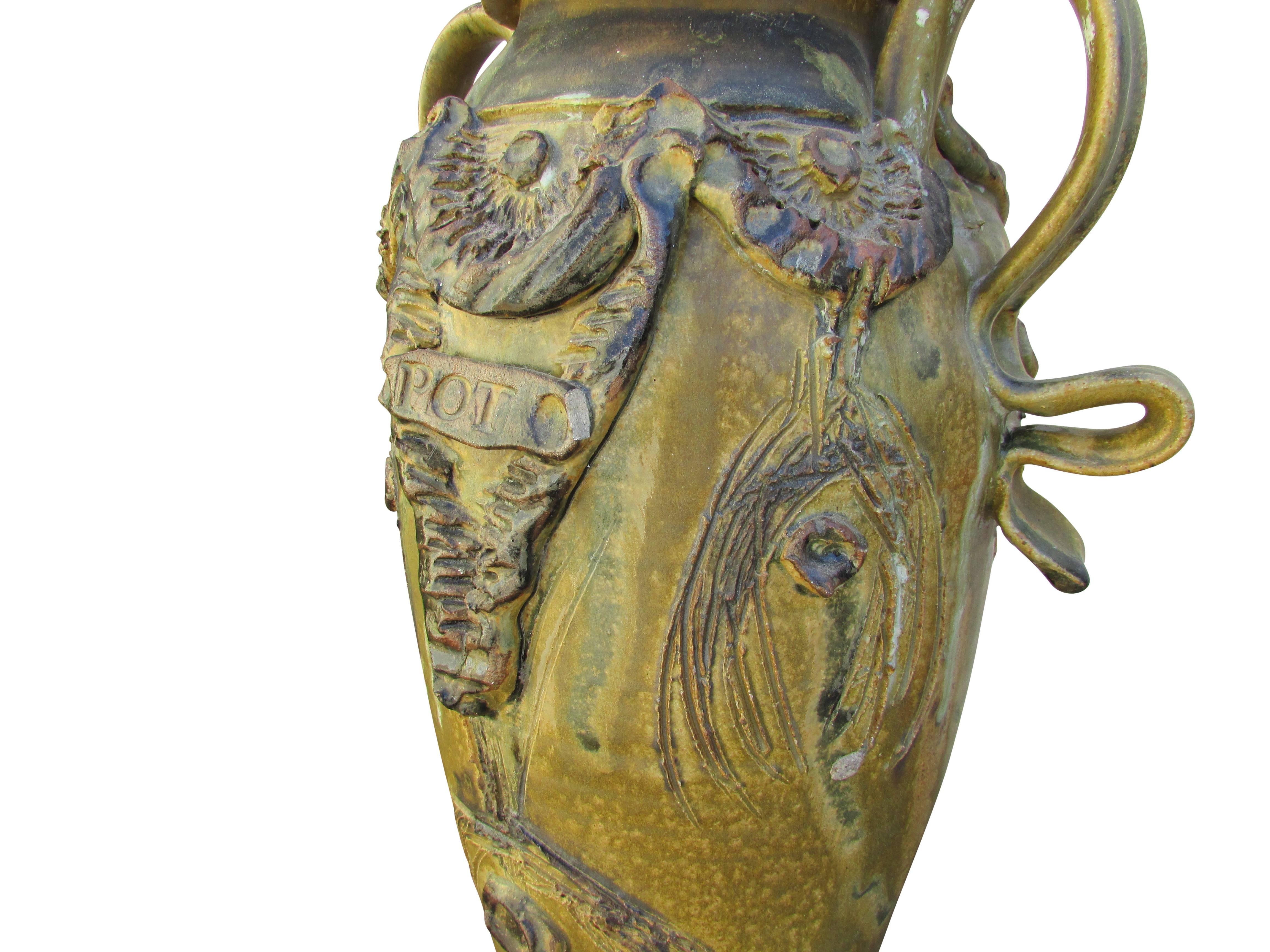 Late 20th Century Midcentury Ceramic “Pot” Vase For Sale