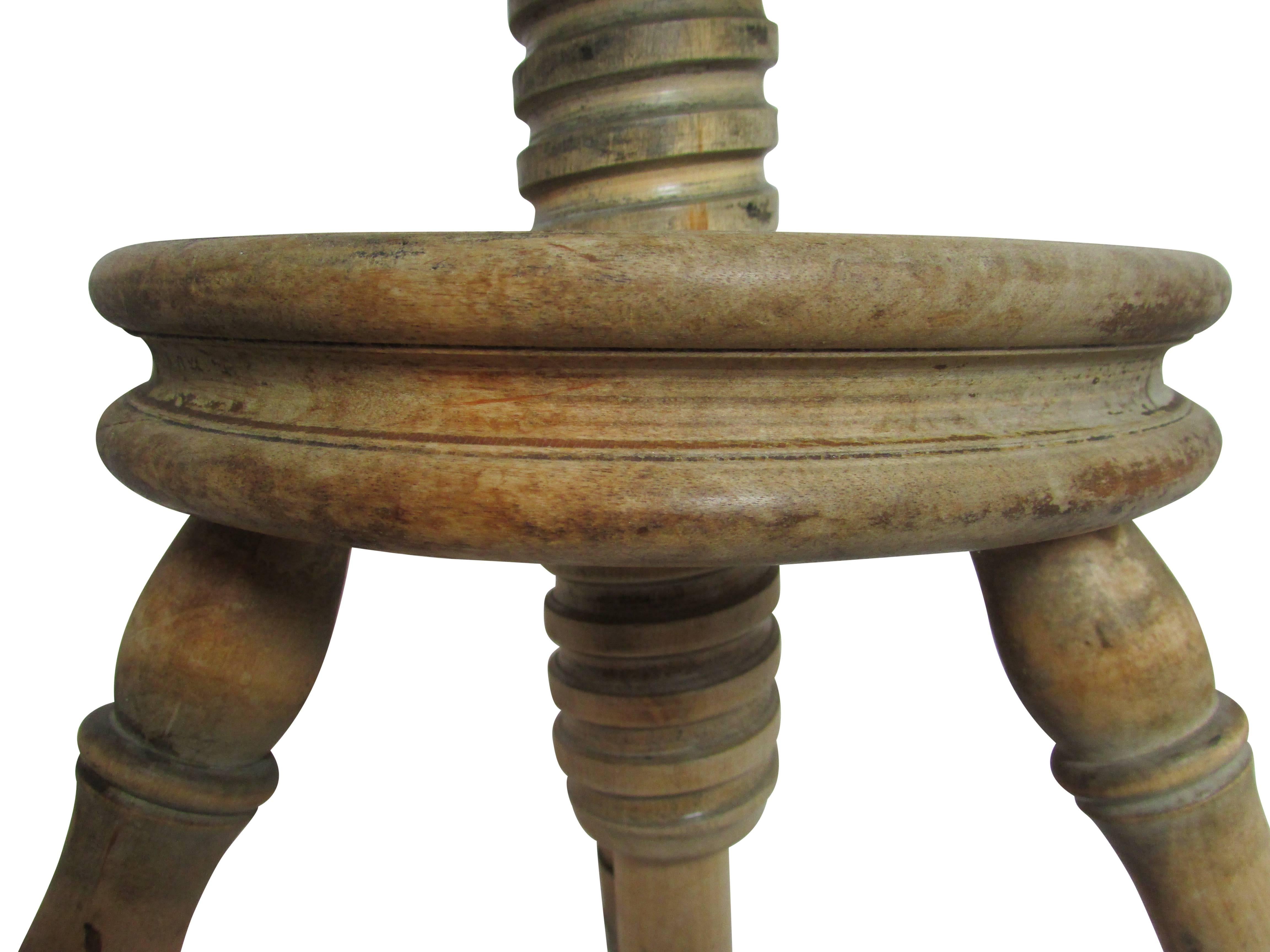 19th Century Adjustable Swedish Pine Music Stool 3