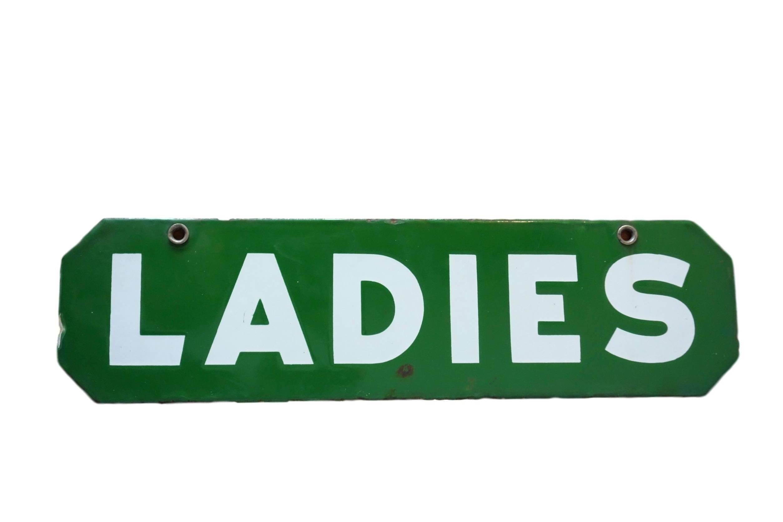 American Double-Sided Porcelain ‘Ladies’ Sign with Wall Mount Bracket