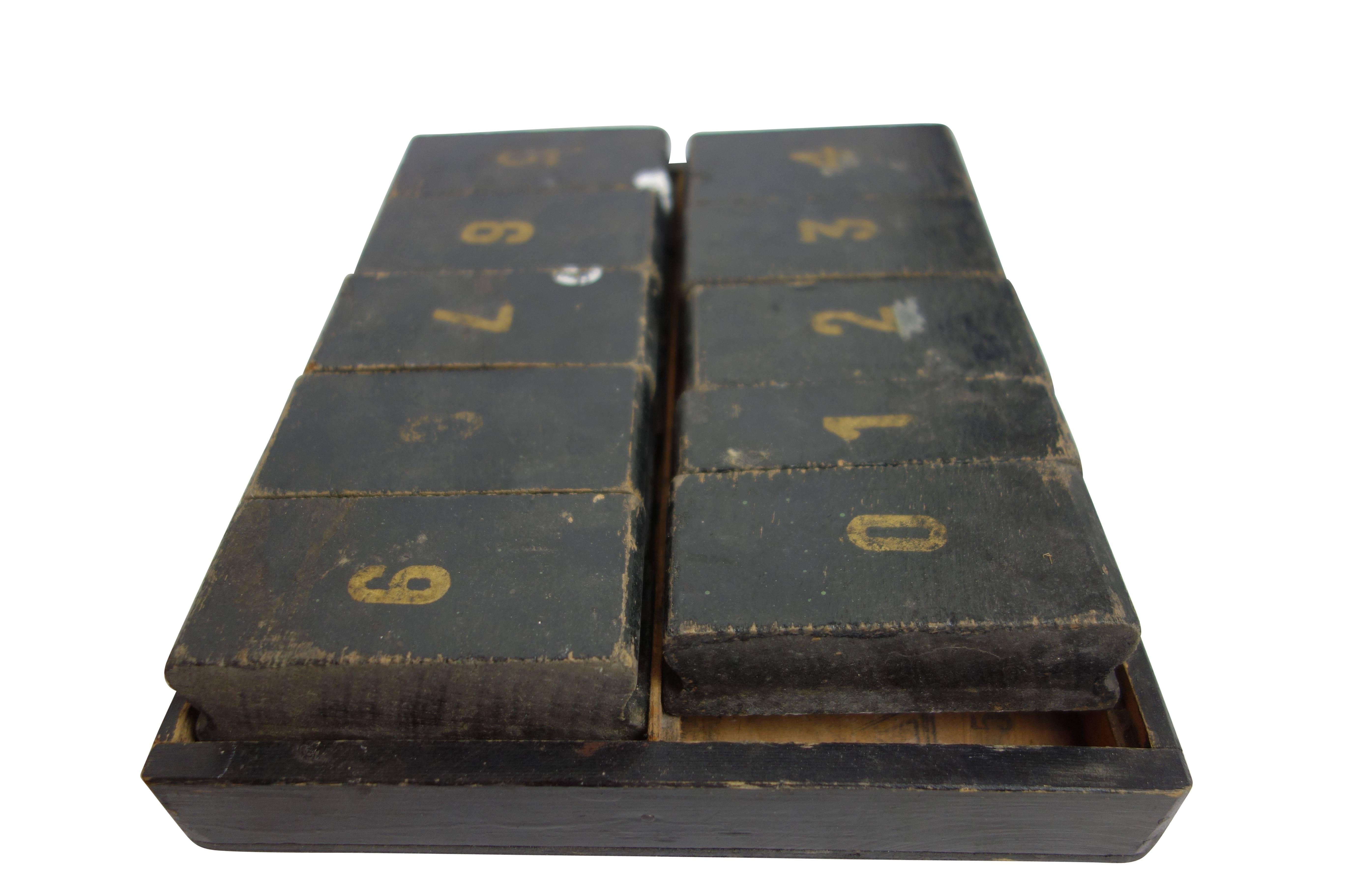 20th Century Set of Wood Number Printing Blocks from France