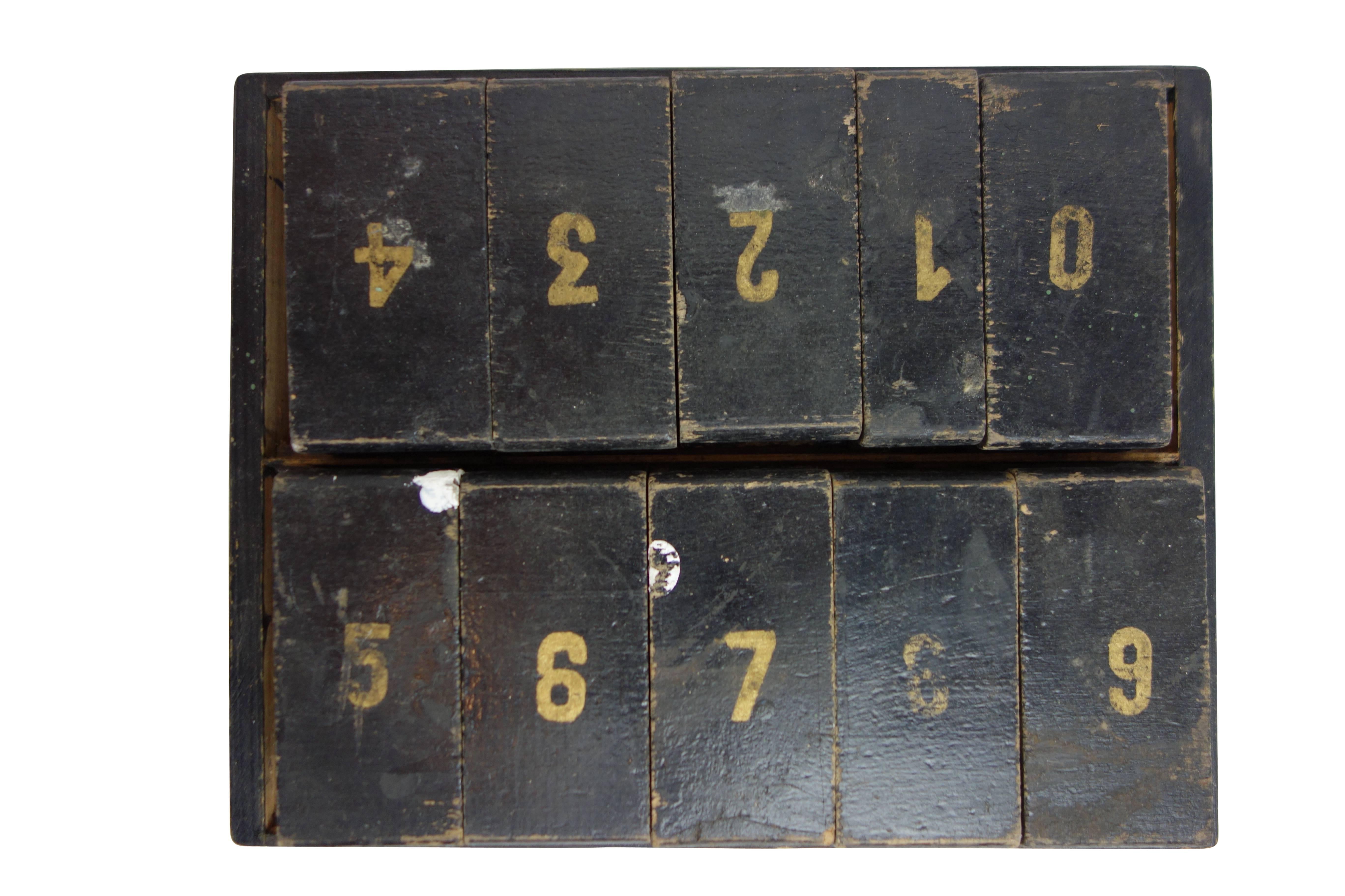 Set of Wood Number Printing Blocks from France 1