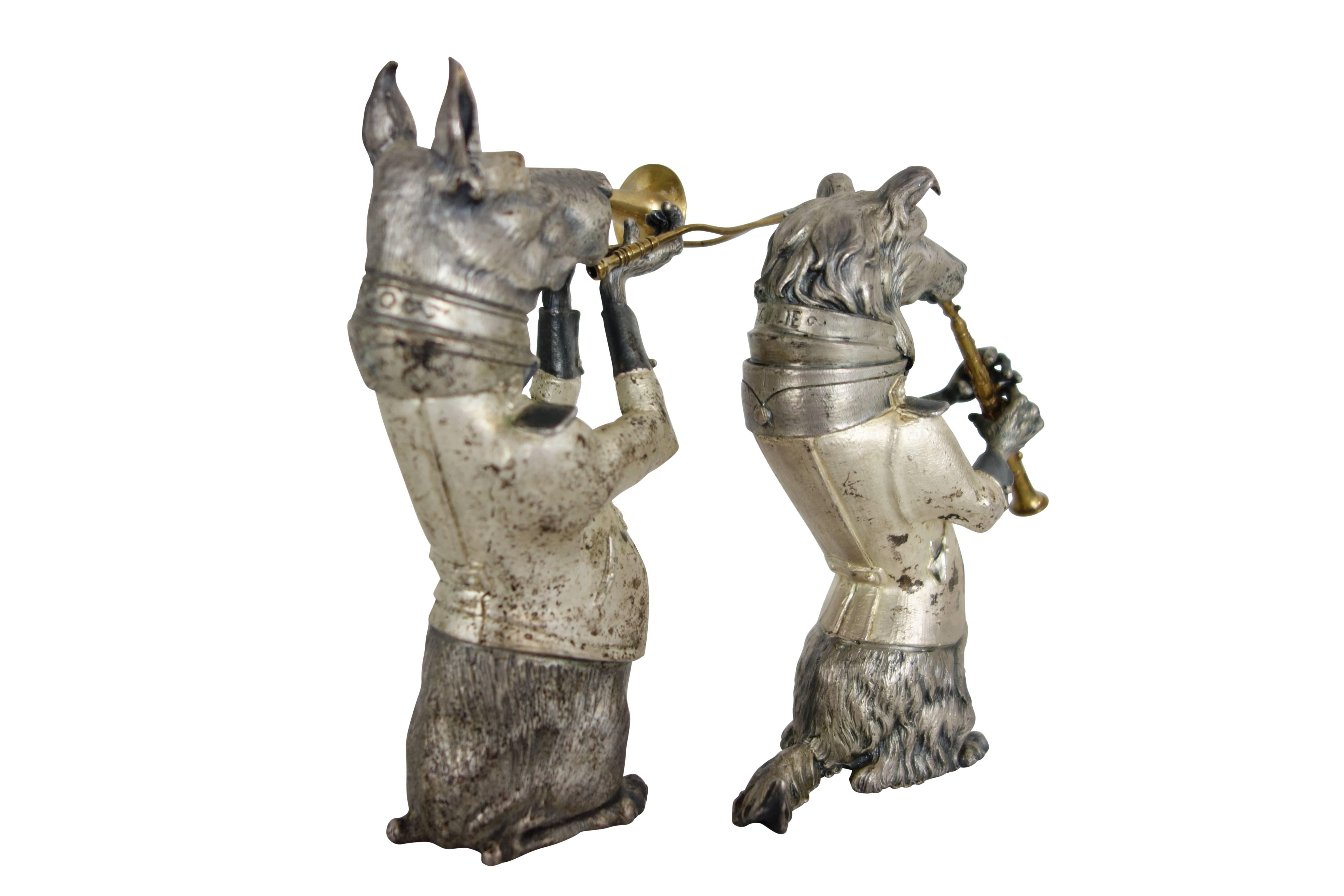 20th Century Pair of Dogs Playing Instruments, “Collie & Dogo”