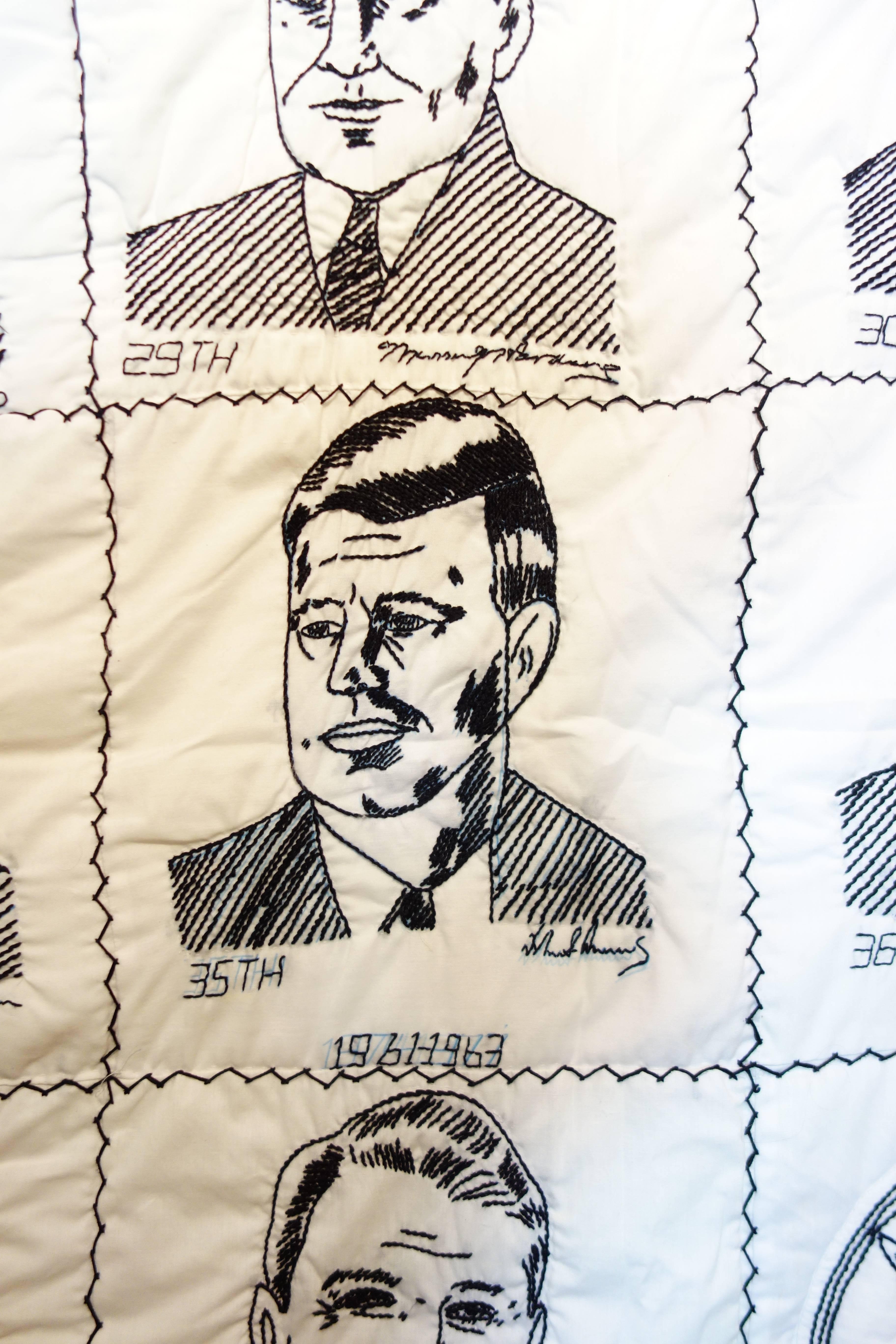 Hand Embroidered Presidential Quilt, circa 1980 In Good Condition In Seattle, WA