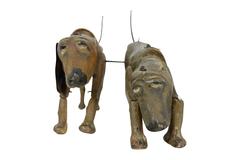 Folk Art Pair of Hound Dogs Marionette, circa Mid-Late 1800s