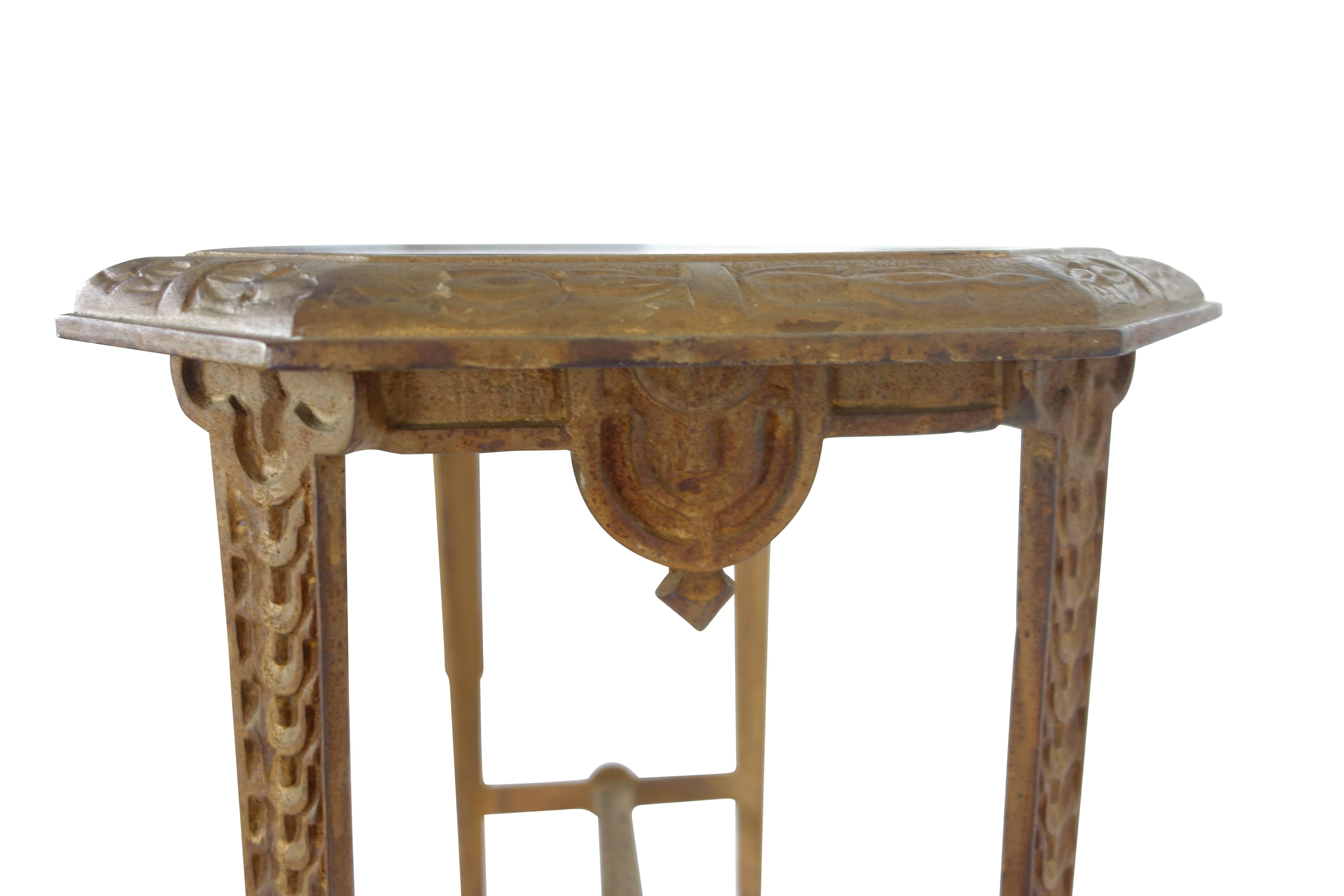 Art Deco Cast Iron and Glass Side Table 2