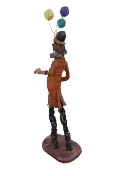 Painted Papier Mâché Clown Sculpture