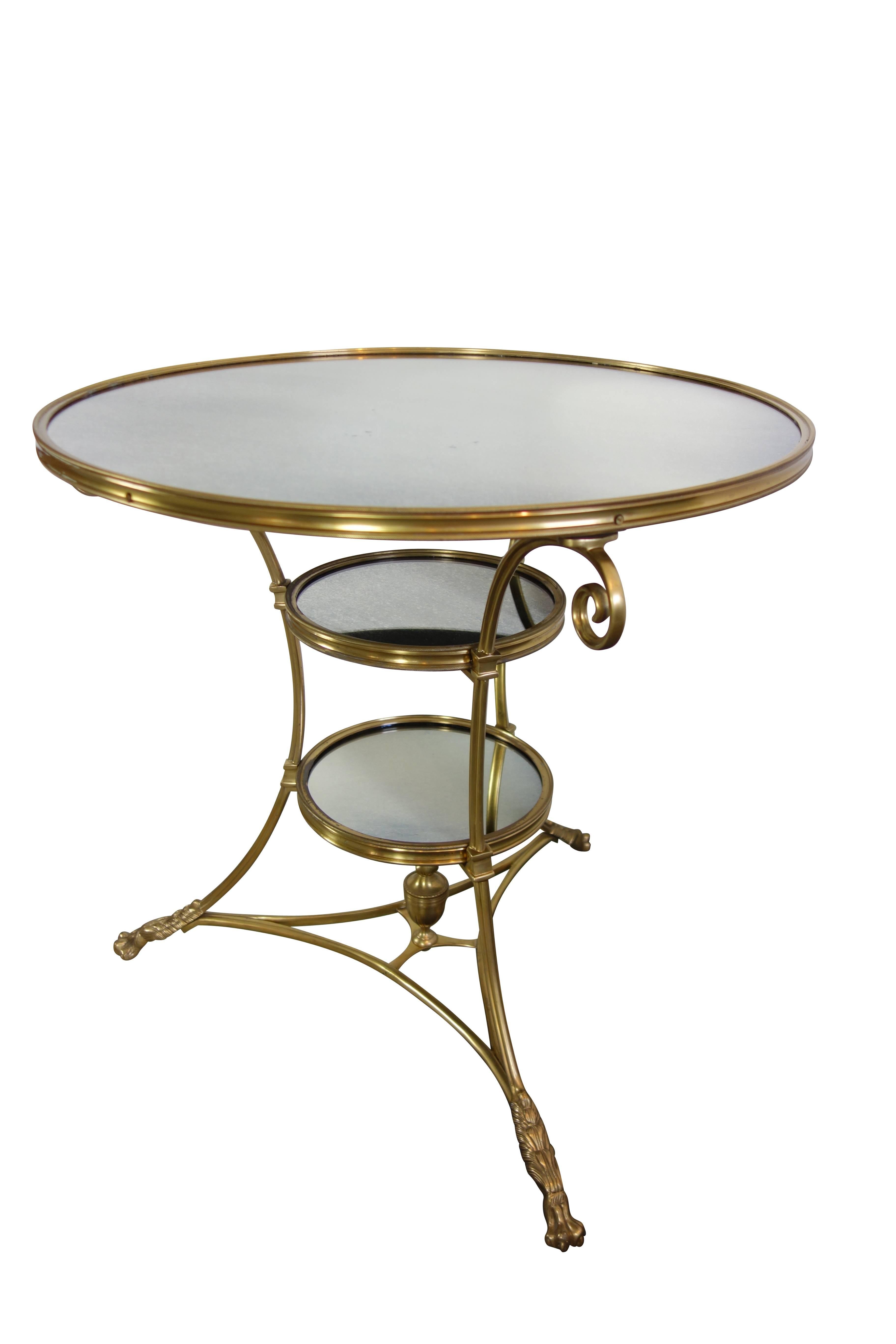 Belgian Mirrored Brass Bistro Table from Bruges, Belgium, circa 1970