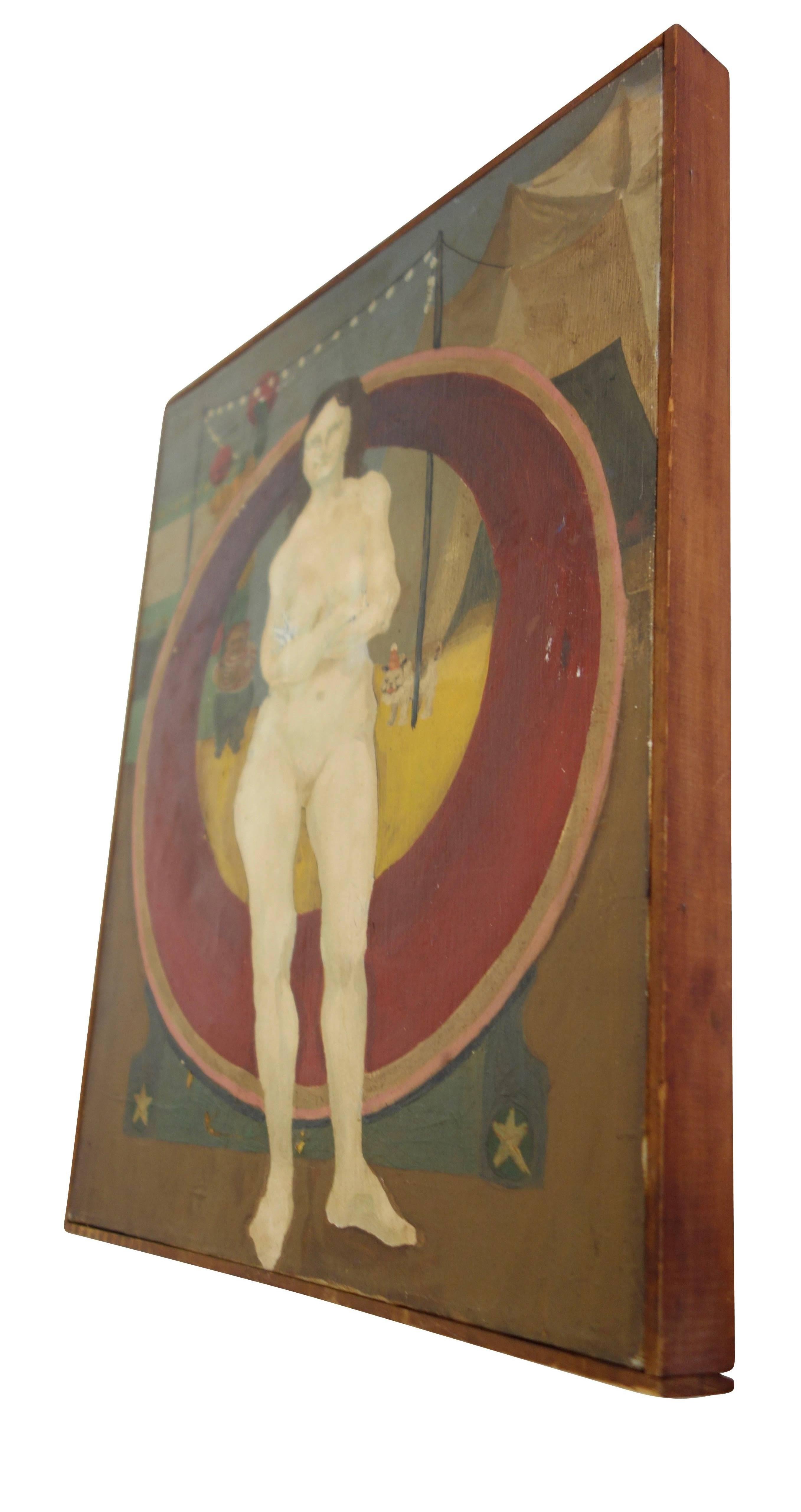 Circus Freak Show Painting, circa 1930 In Good Condition In Seattle, WA