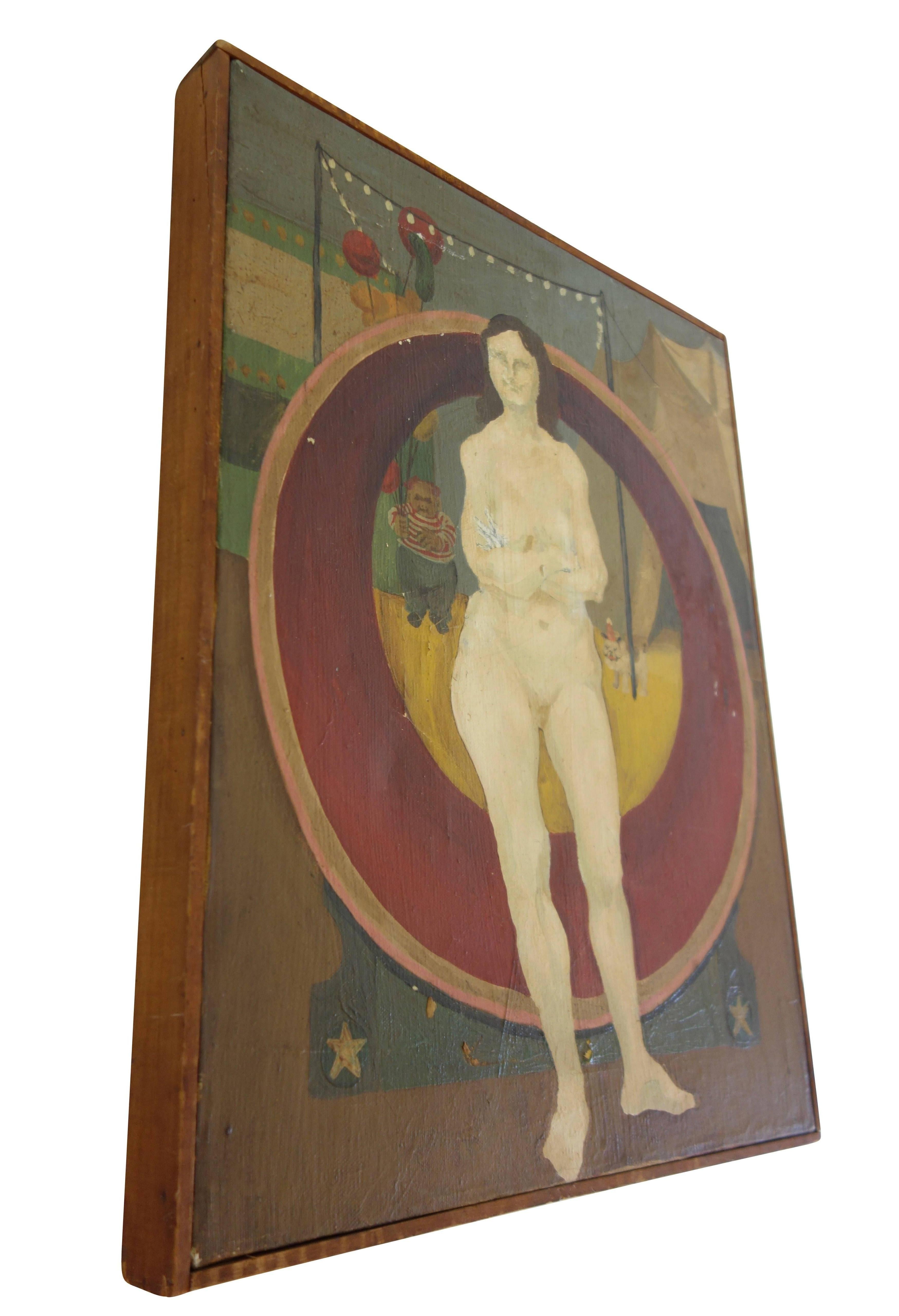 Mid-20th Century Circus Freak Show Painting, circa 1930