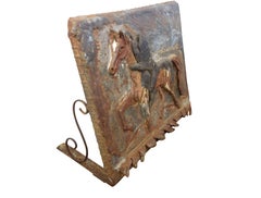 Cast Iron and Copper Plaque of a Horse and Rider from Texas