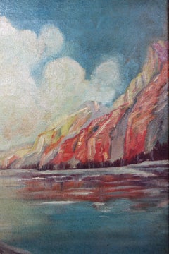 Folk Art 1930s "Moose in Camp" Painting in the Style of Philip R. Goodwin