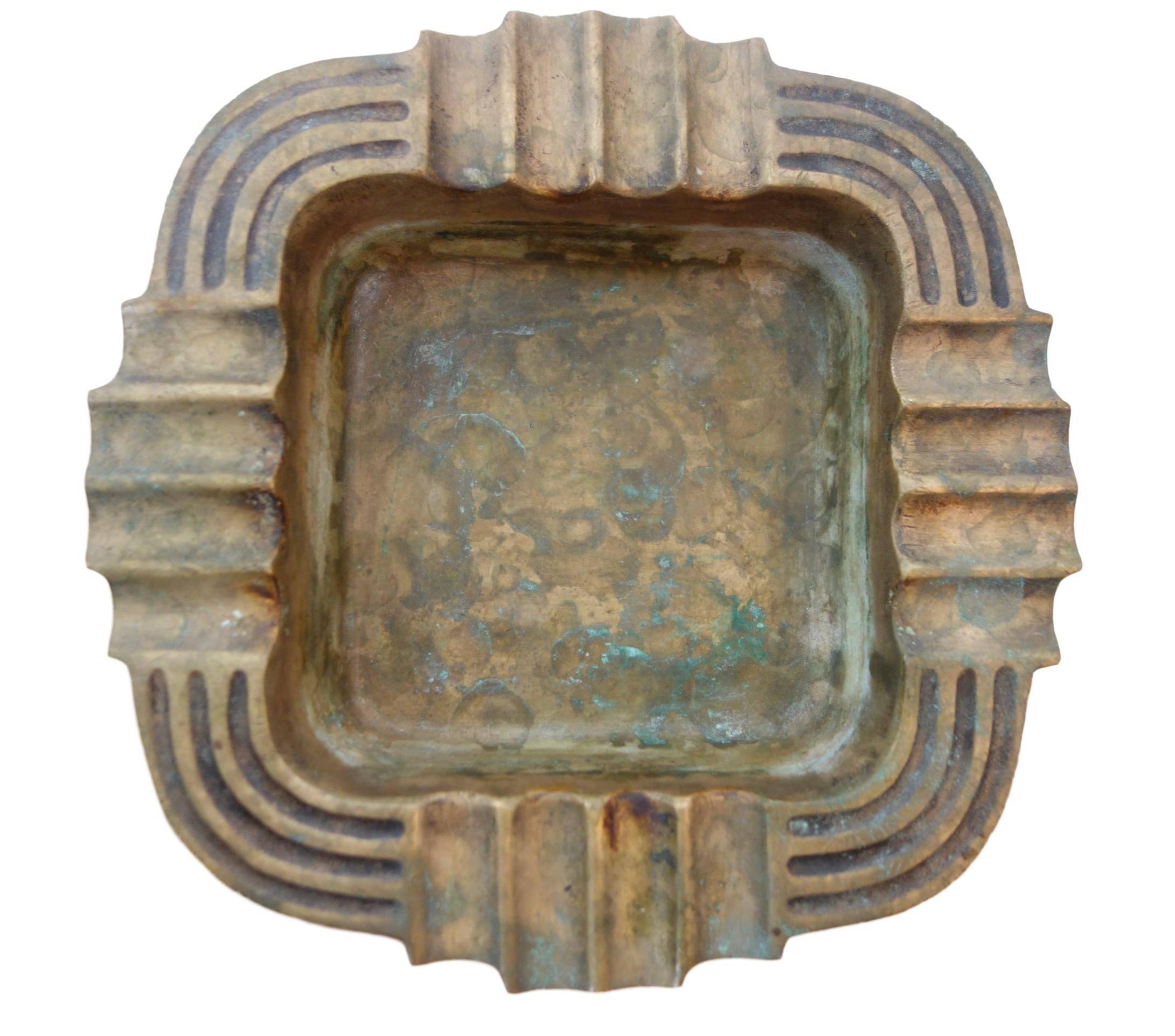 French Heavy Bronze Art Deco Ashtray For Sale