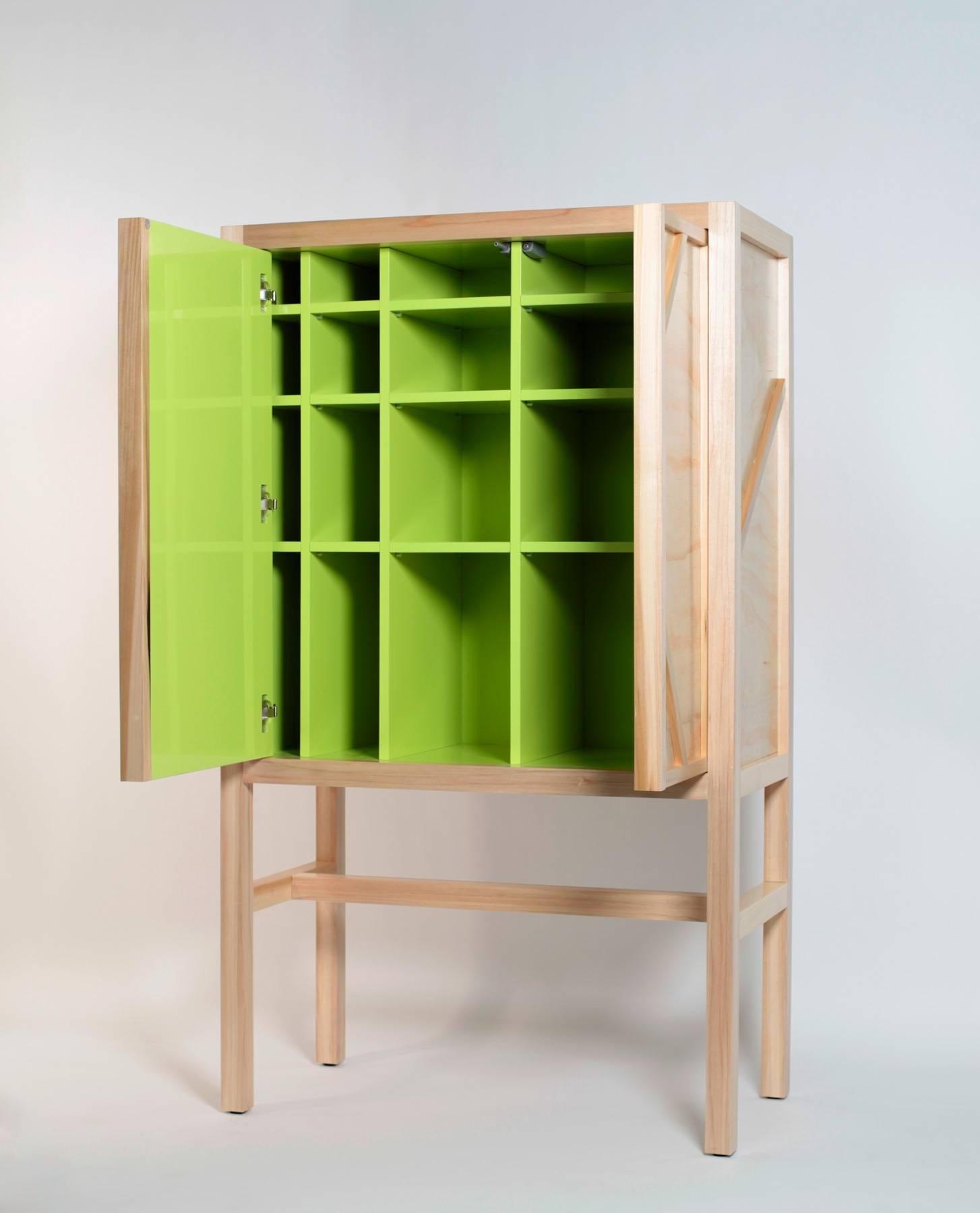 Modern Inside-Out Credenza Prototype Lungo, Fine Cupboard Lacquer Finish, Bar Cabinet