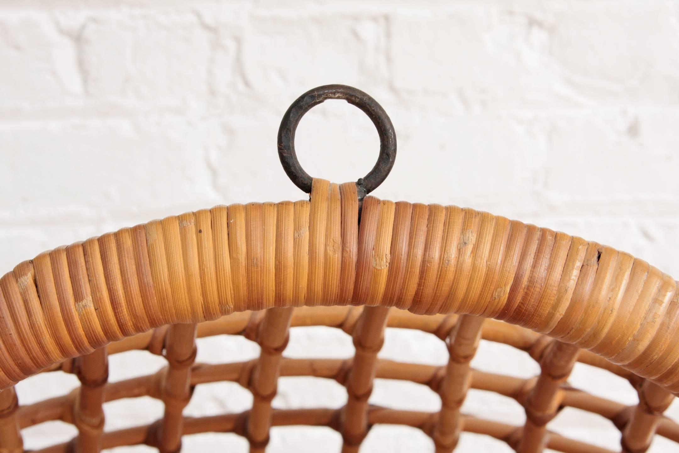 Mid-Century Modern Rohe Noordwolde Hanging Rattan Egg Chair
