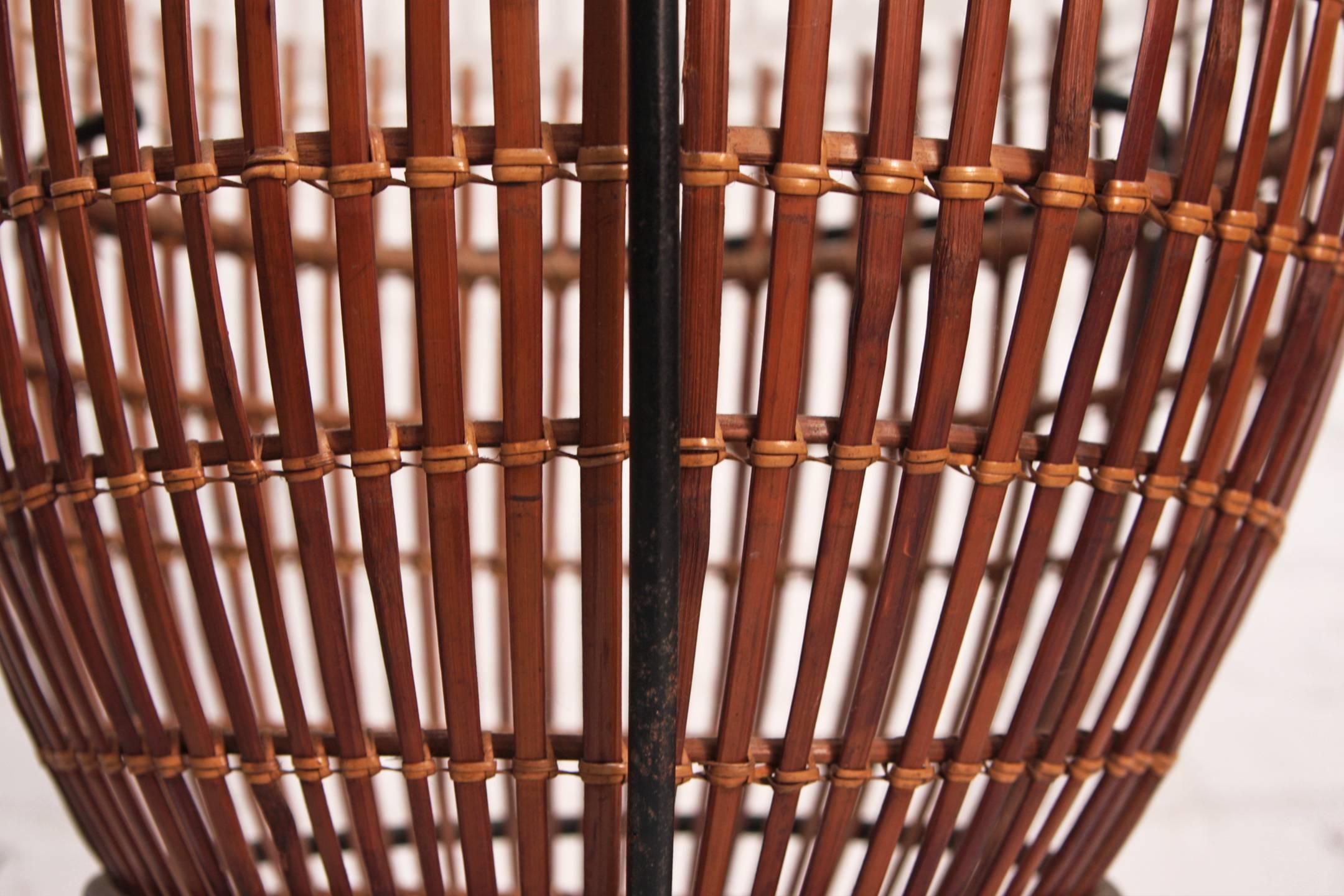 Rattan Pair of Fish Trap End Tables Franco Albini Attributed