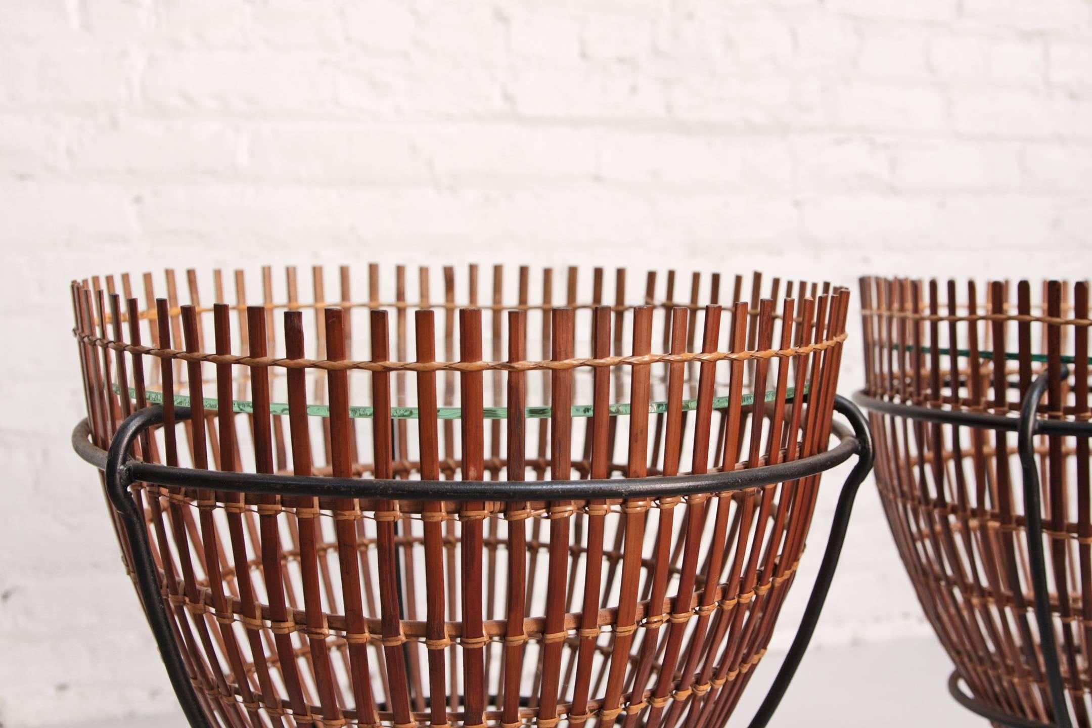 Italian Pair of Fish Trap End Tables Franco Albini Attributed