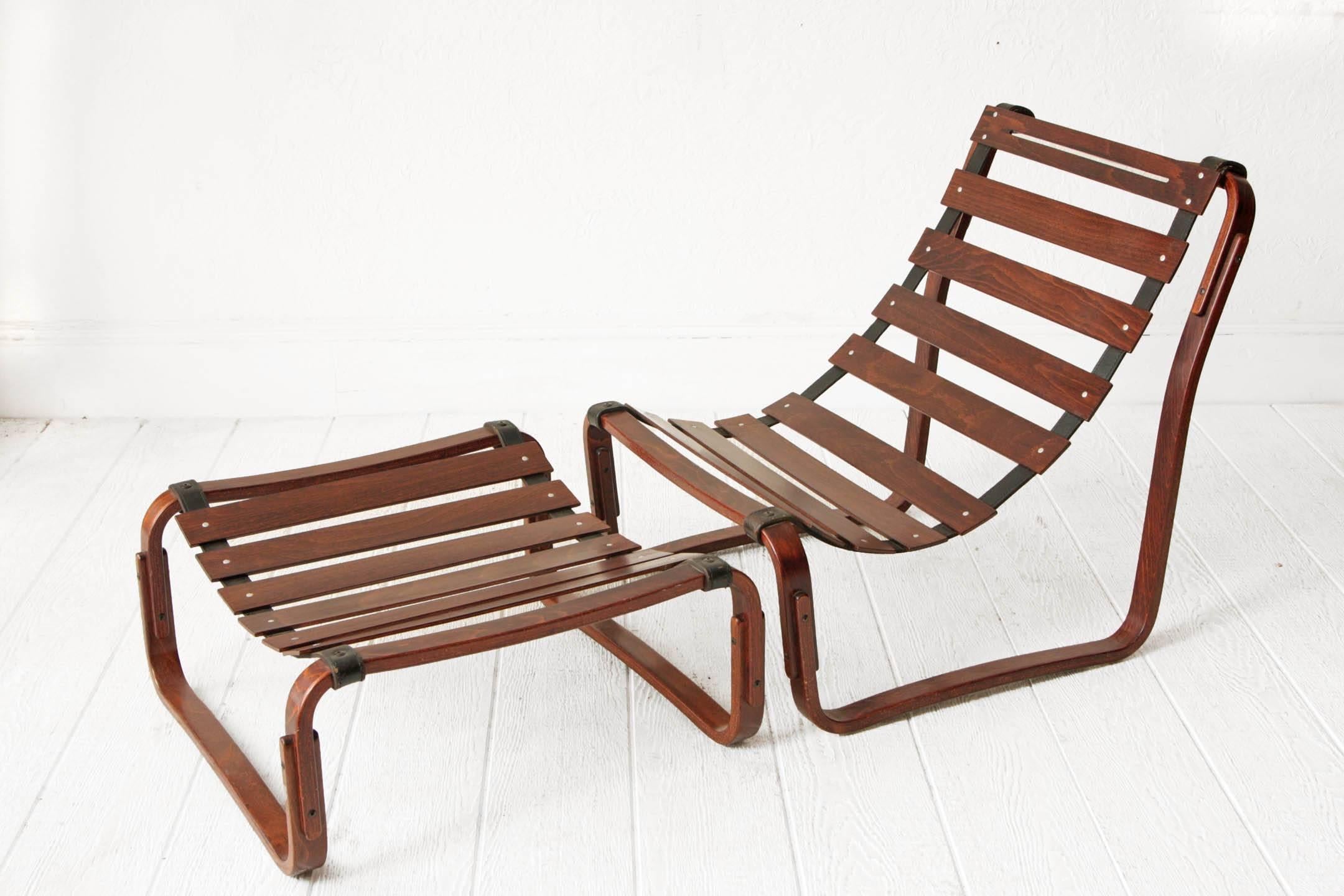 Ingmar Relling for Westnofa Black Leather Chair and Ottoman Norway at