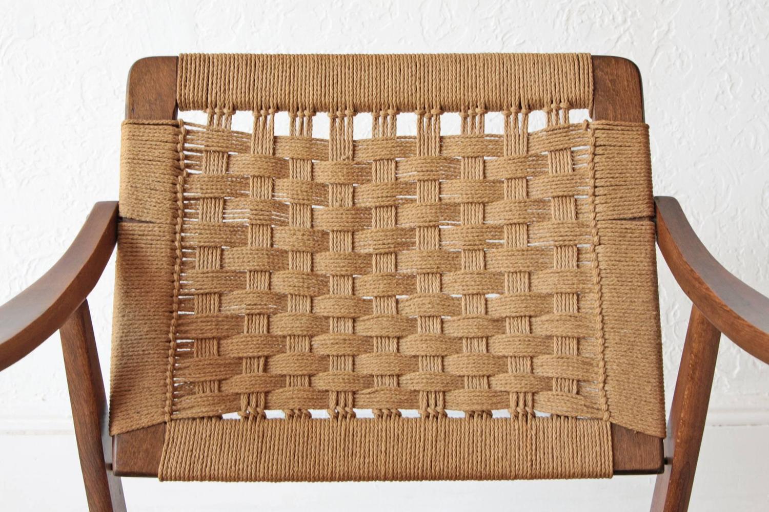 Hans Wegner Style Woven Rope Chair at 1stdibs