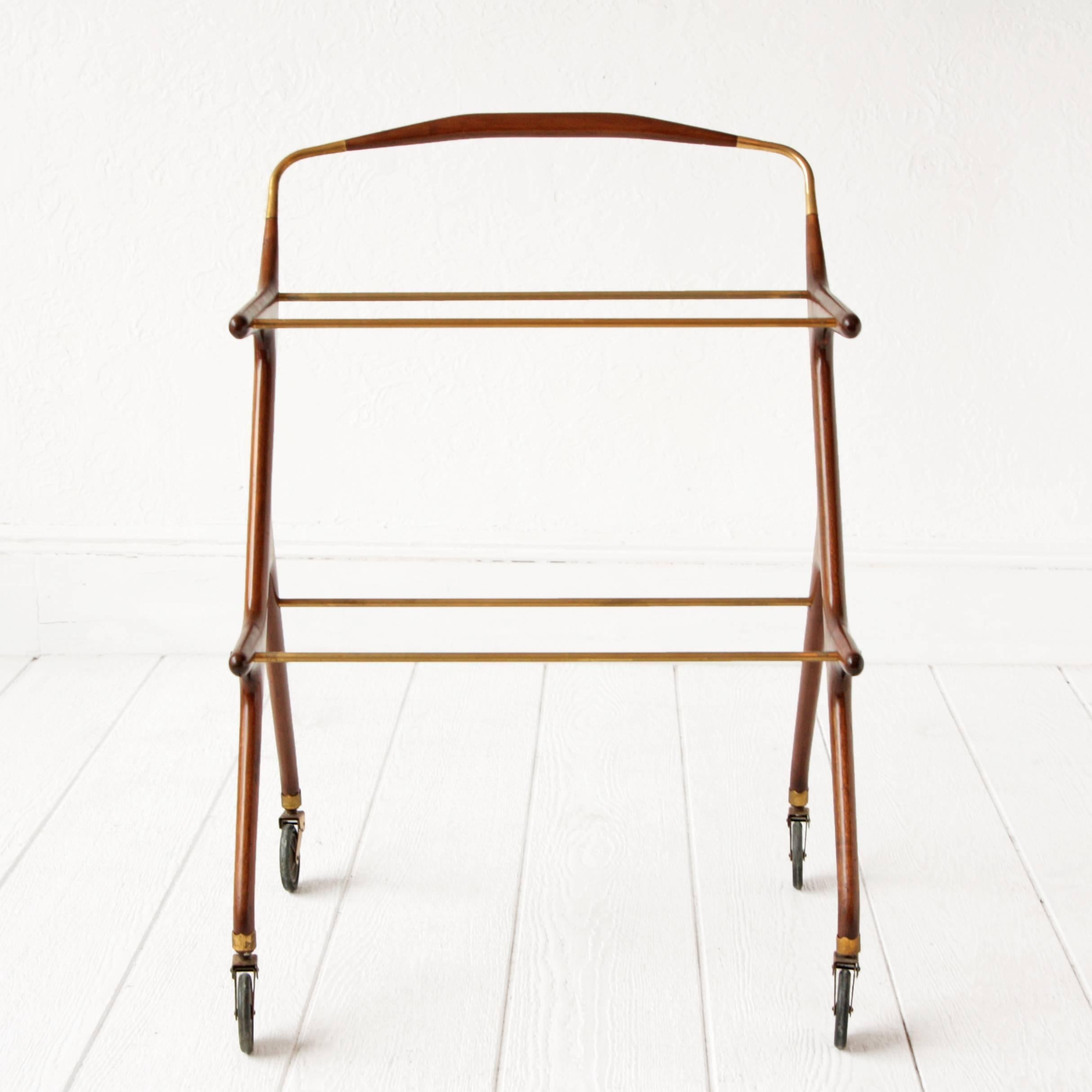 20th Century Cesare Lacca Walnut Bar Cart or Tea Trolley  