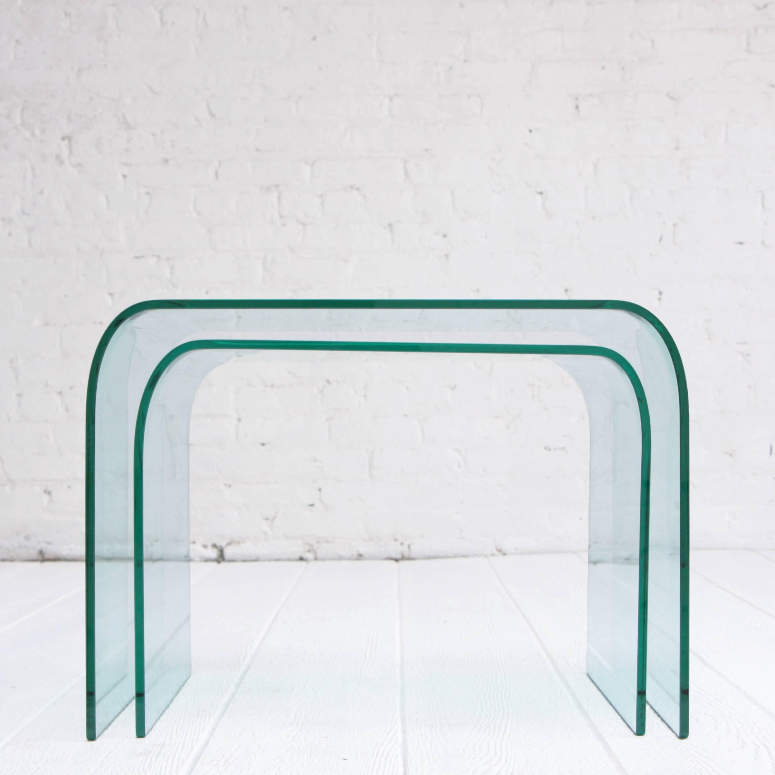 Italian Angelo Cortesi Curved Glass Waterfall Nesting Tables