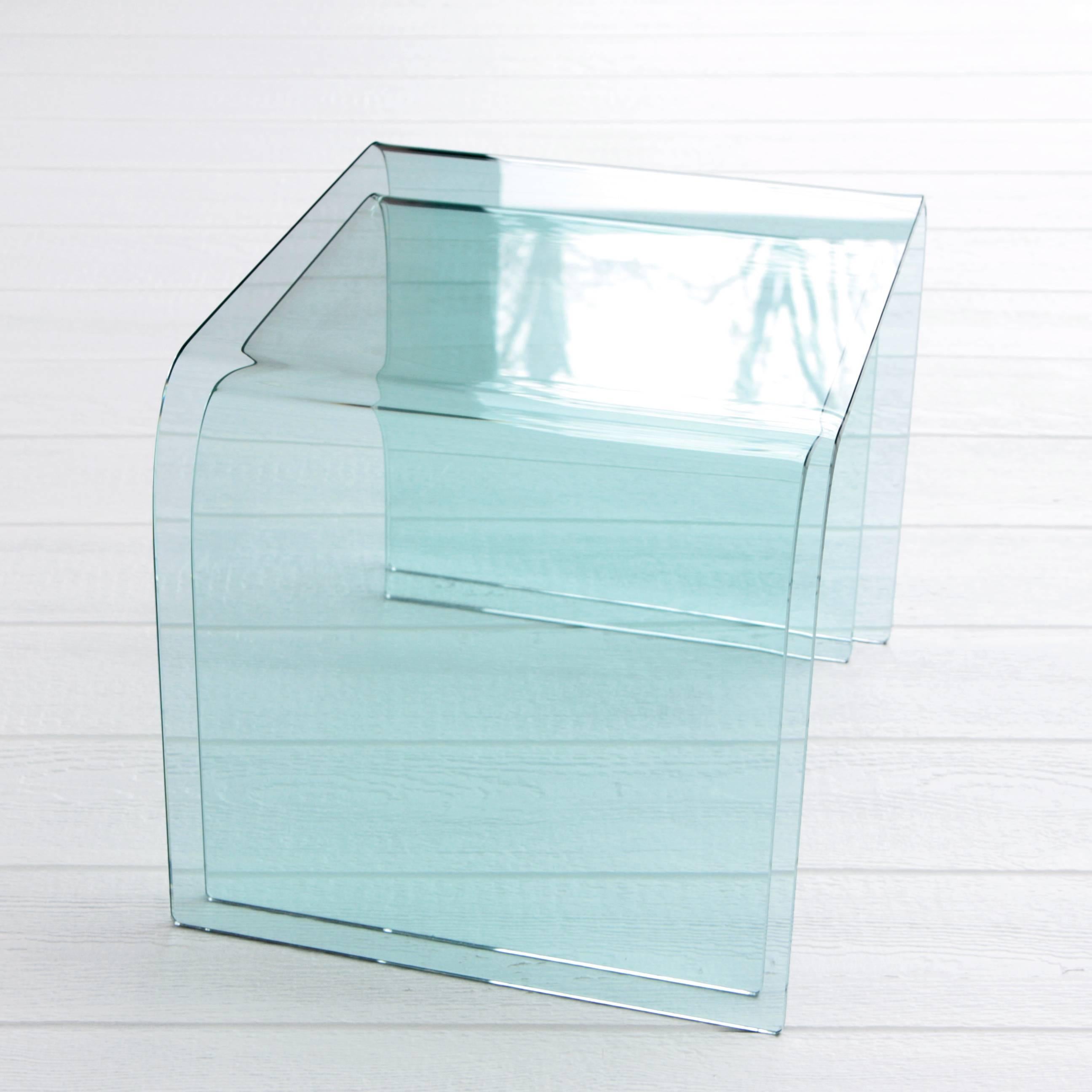 Molded Angelo Cortesi Curved Glass Waterfall Nesting Tables