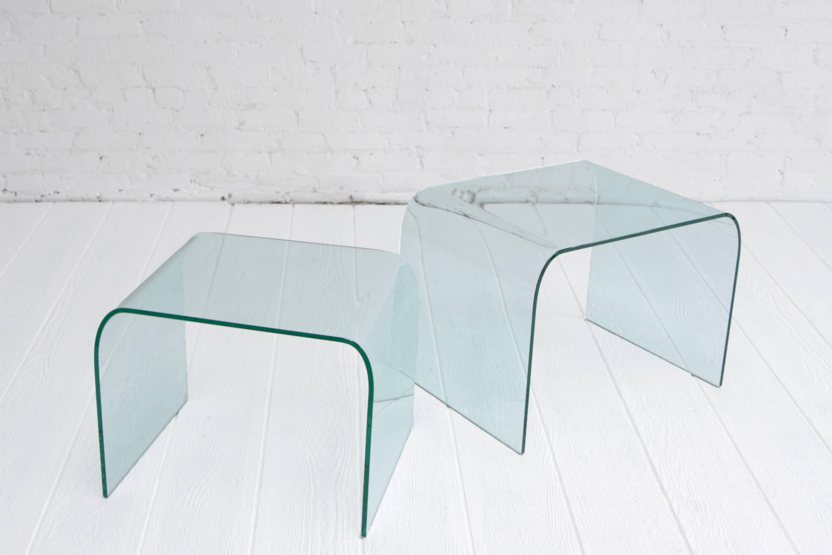 Angelo Cortesi Curved Glass Waterfall Nesting Tables 1