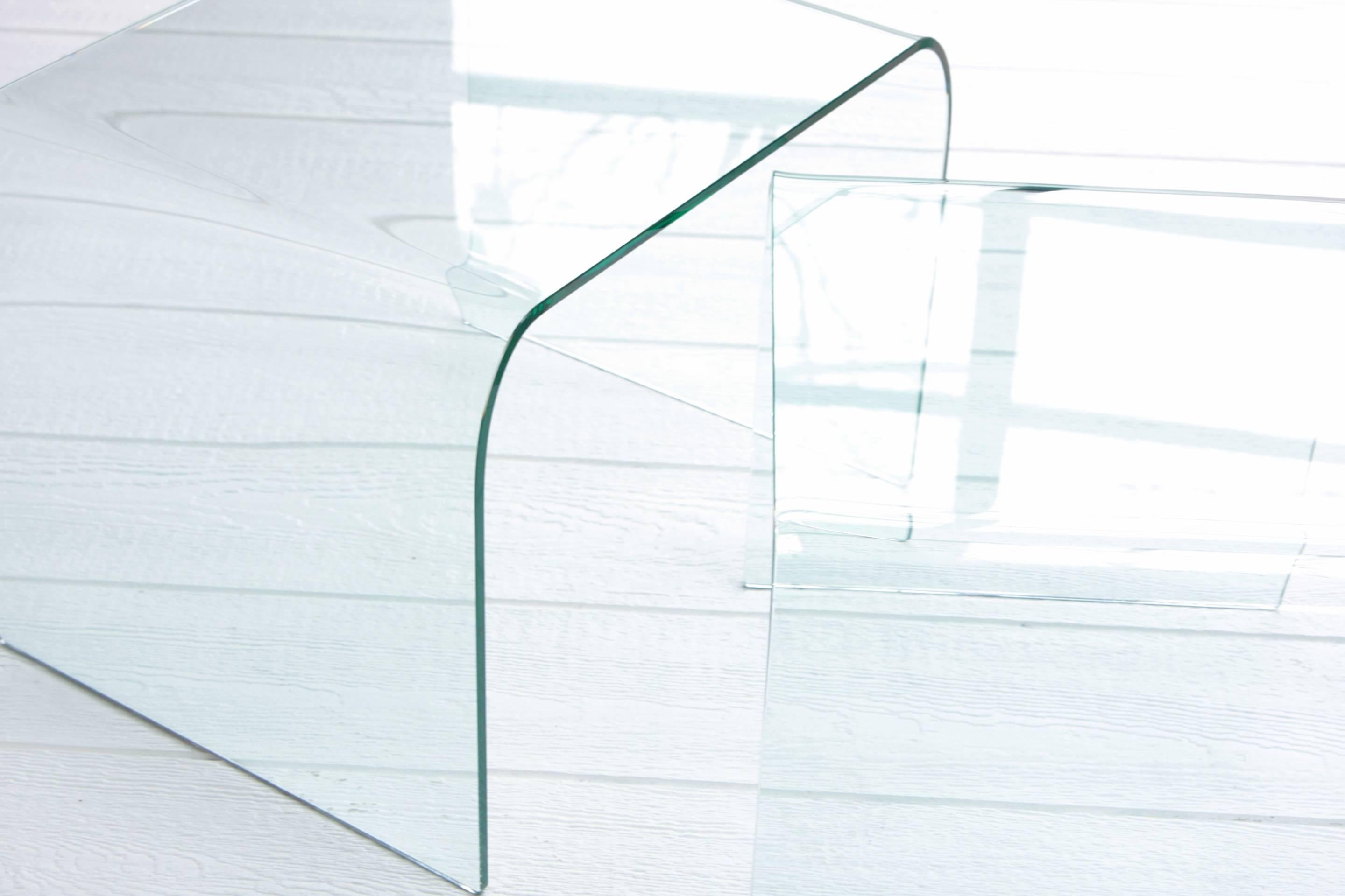 Angelo Cortesi Curved Glass Waterfall Nesting Tables 2
