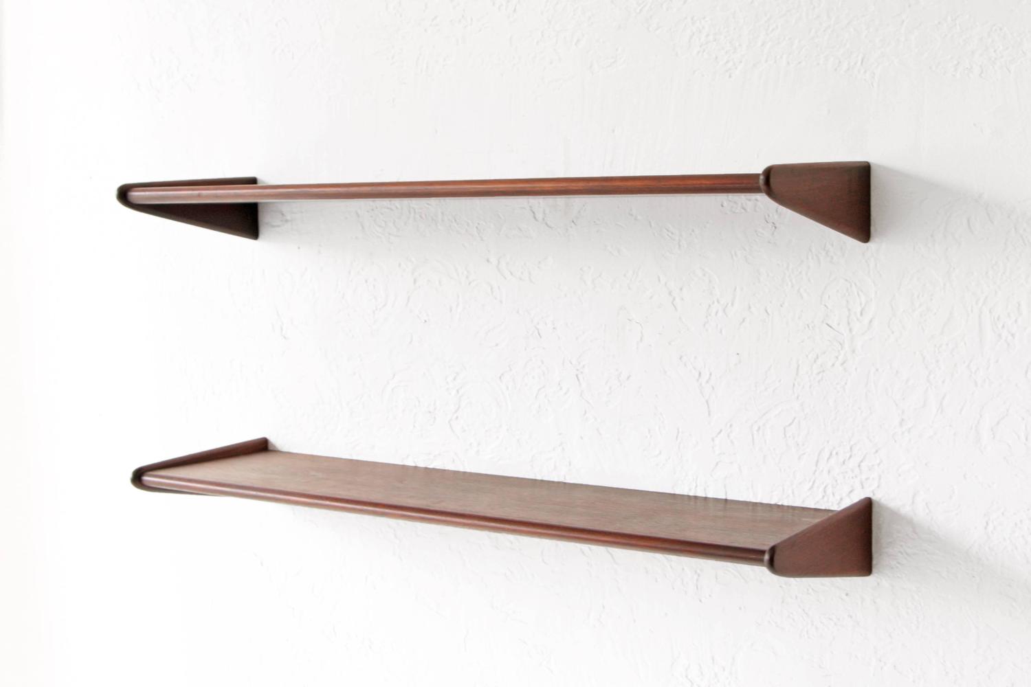 Pair of Danish Modern Walnut Floating Shelves at 1stdibs