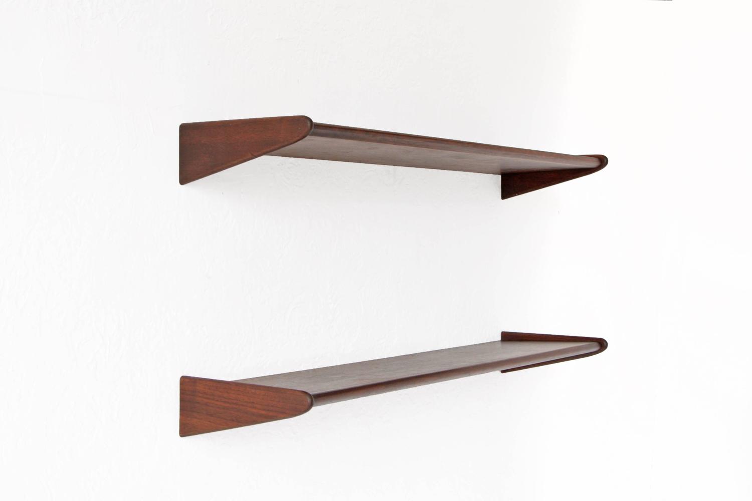 Pair of Danish Modern Walnut Floating Shelves at 1stdibs