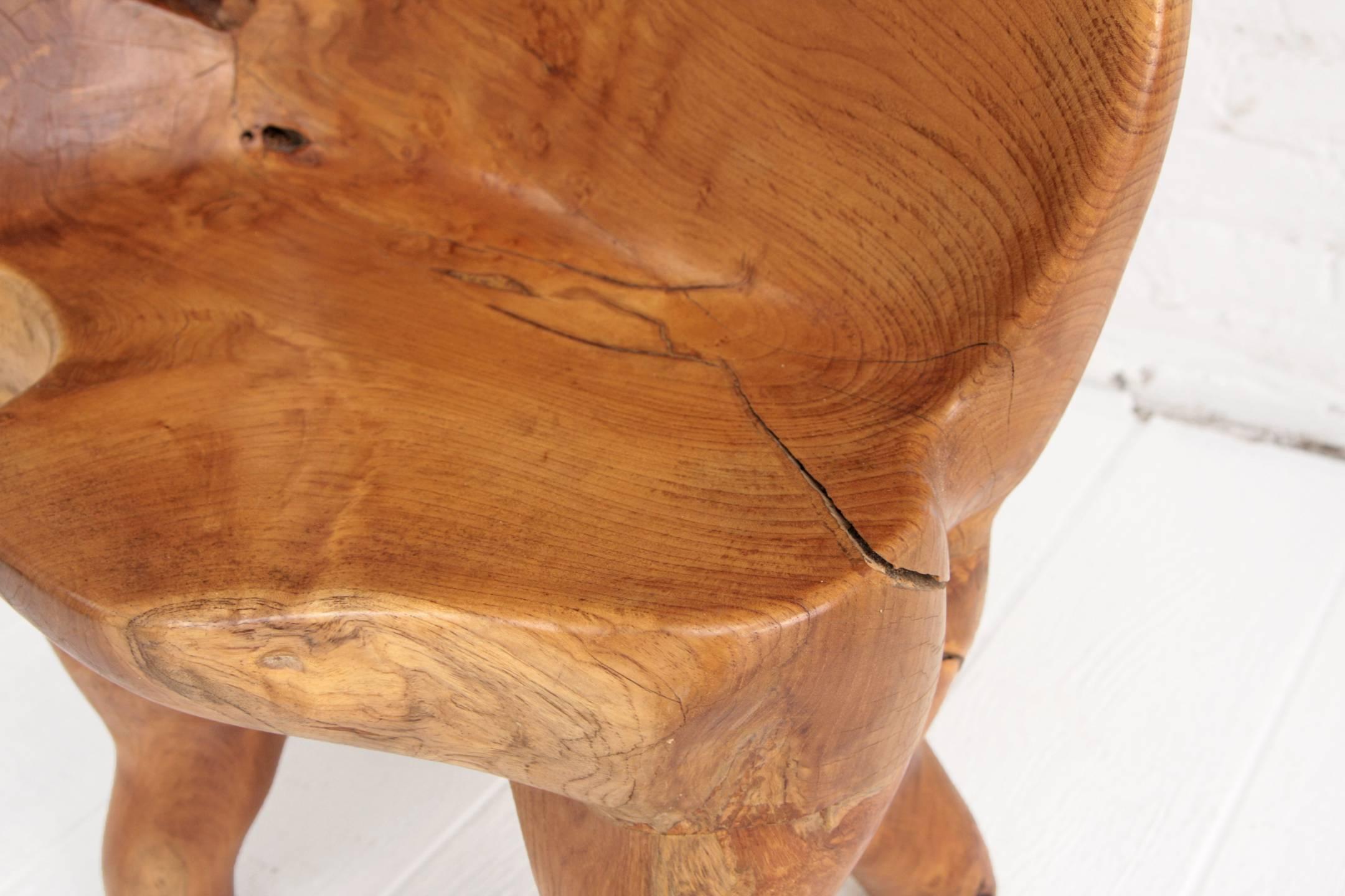 Mid-Century Modern Pair of Organic Modern Burl Chairs Live Edge Wood
